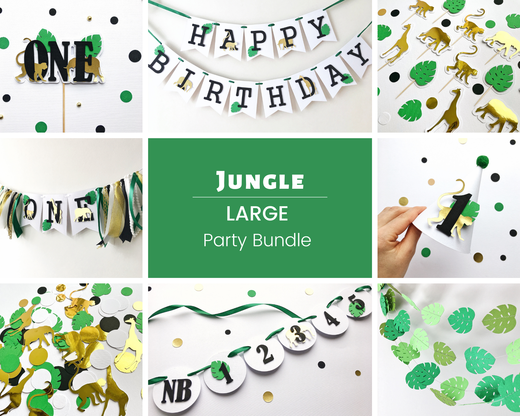 Jungle Birthday Party Bundle Jungle  1st Boy Birthday Jungle 1st Birthday Decorations One Year Birthday by FunstaCraft