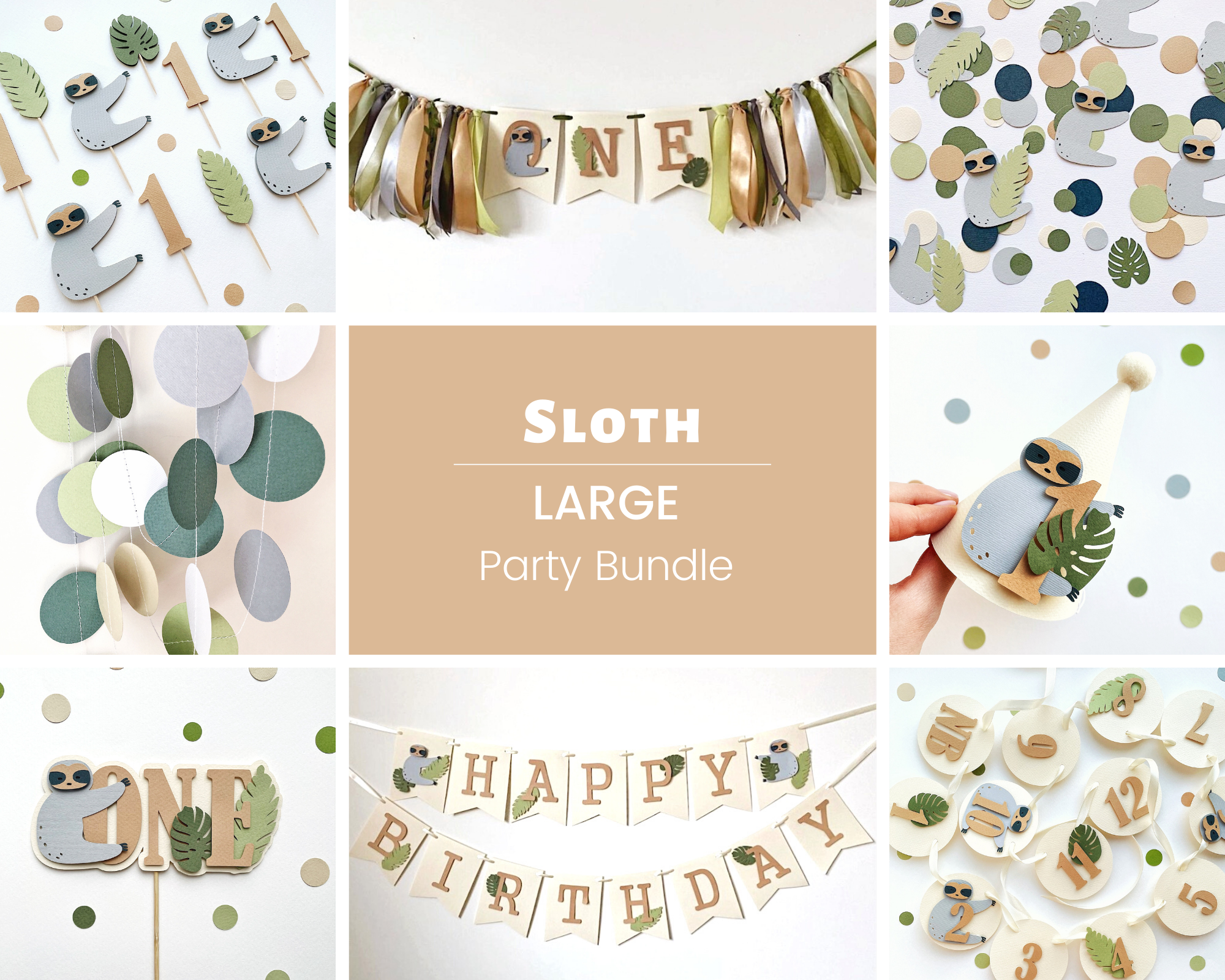 Sloth 1st Birthday Party Bundle Let's Hang Out Zoo Party Animals Birthday Sloth Party Tropical Boy Birthday Jungle Party Sloth Theme