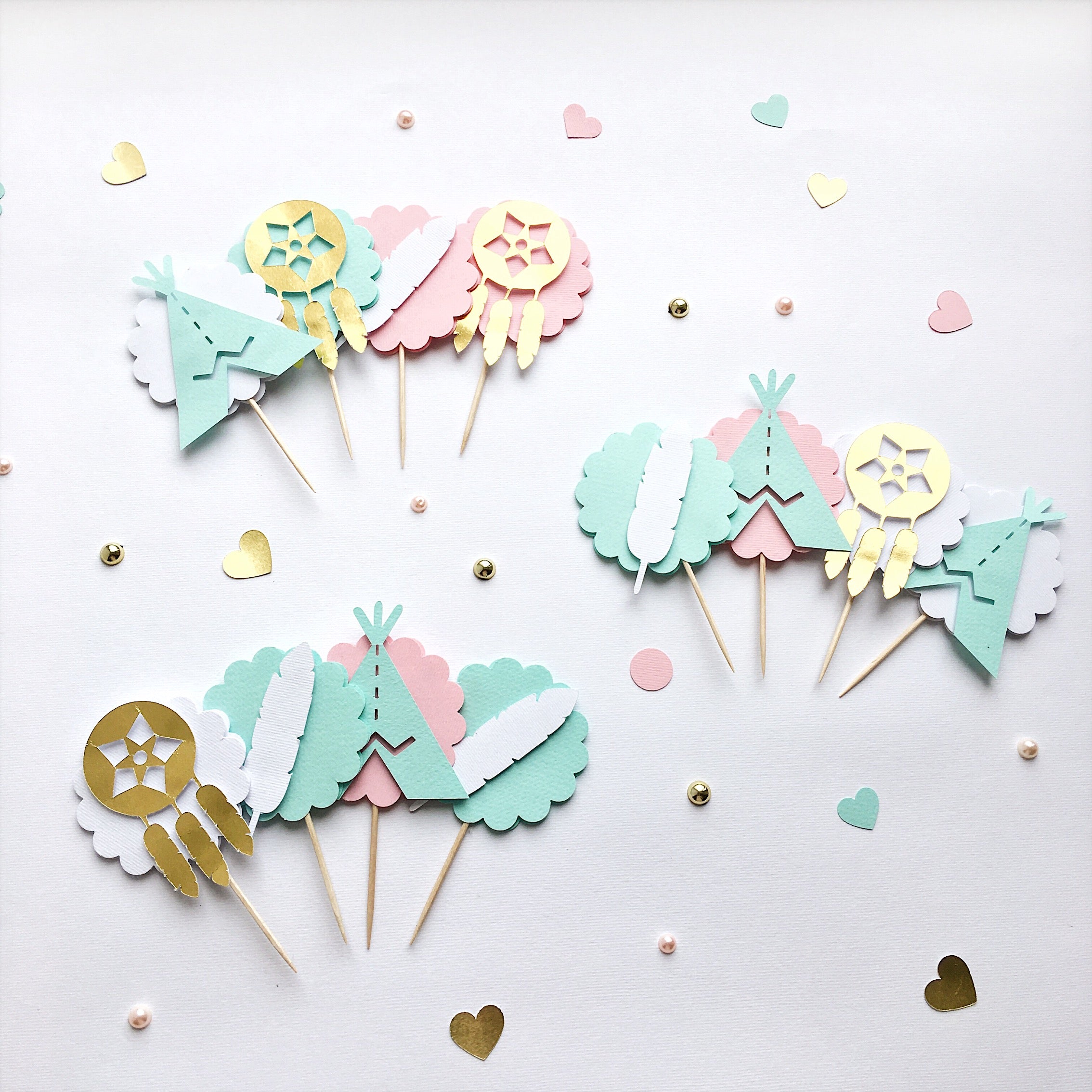 Boho Cupcake Toppers Boho Decorations for Baby Showers Boho Decorations for Boho Party Boho Cupcake Toppers for Birthday