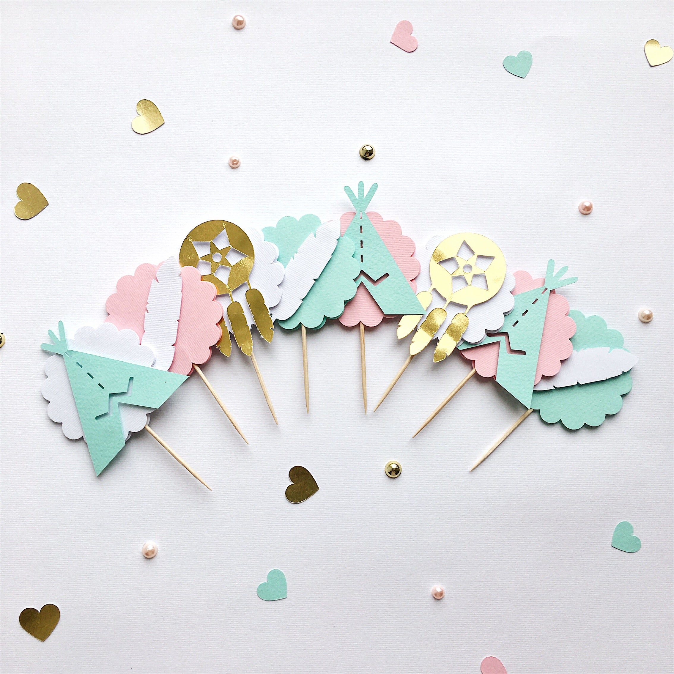 Boho Cupcake Toppers Boho Decorations for Baby Showers Boho Decorations for Boho Party Boho Cupcake Toppers for Birthday