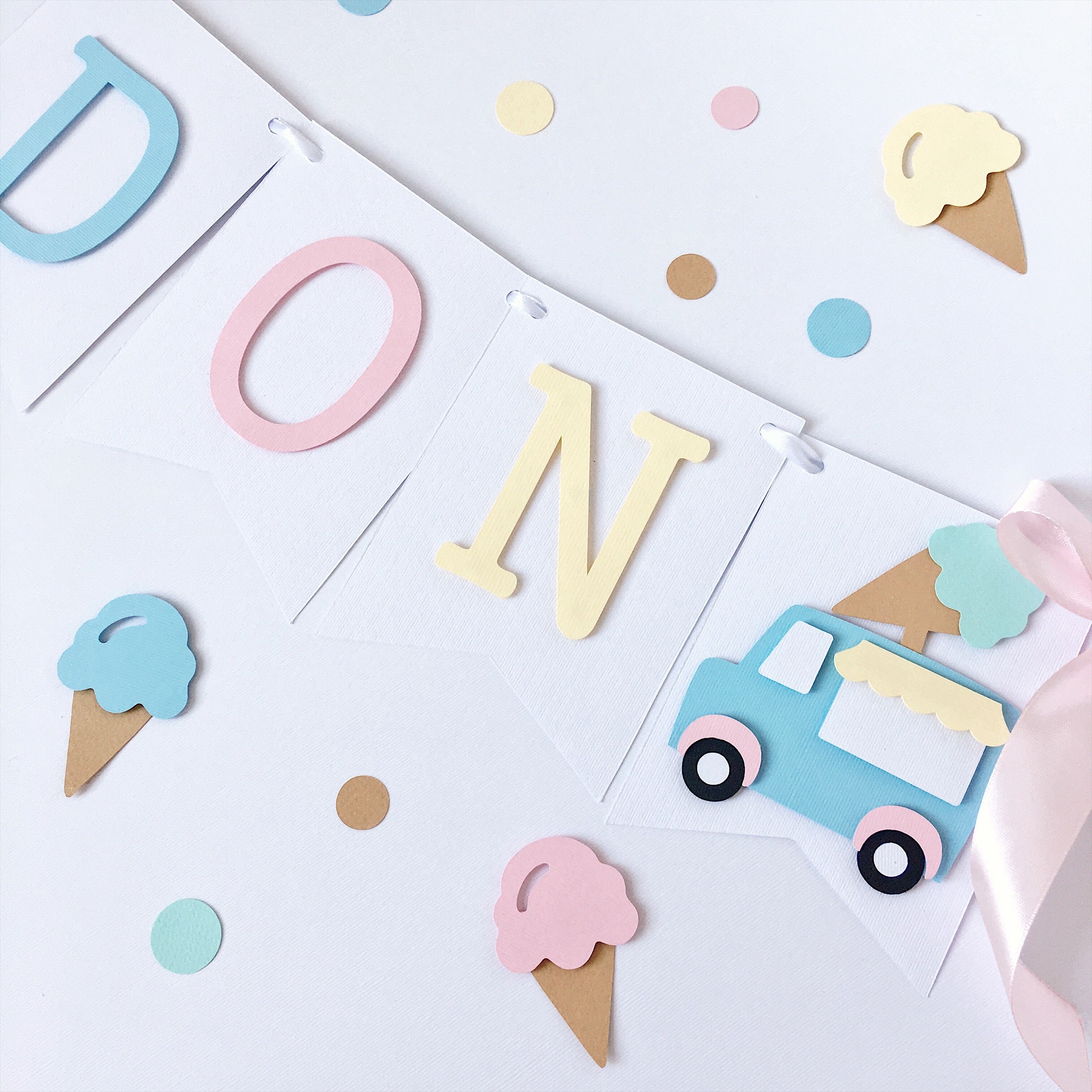 Ice Cream First Birthday Banner Ice Cream Truck Themed First Birthday Party Ice Cream First Birthday Decor Ice Cream Theme Happy Birthday Banner