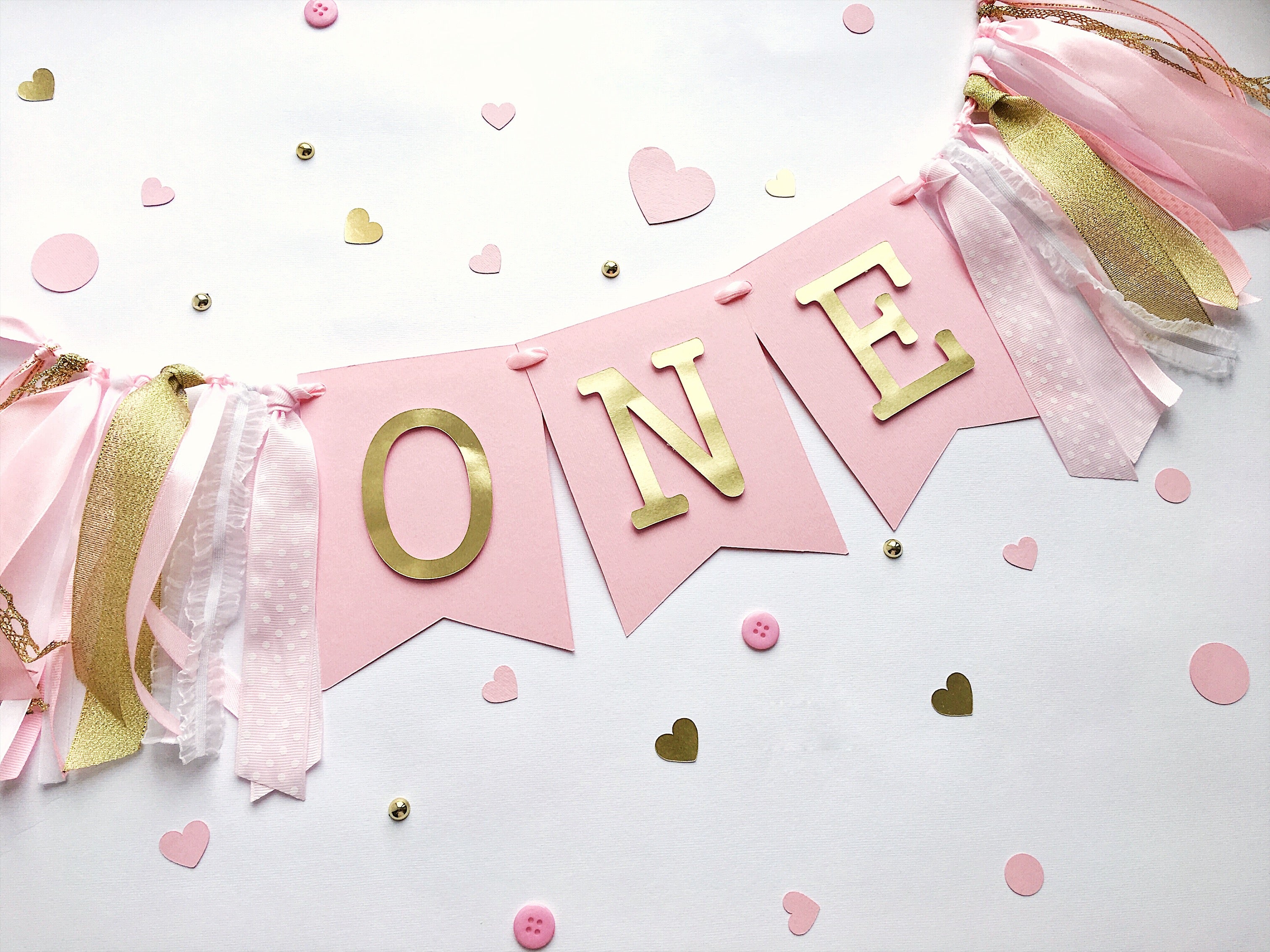 Pink Gold High Chair Banner