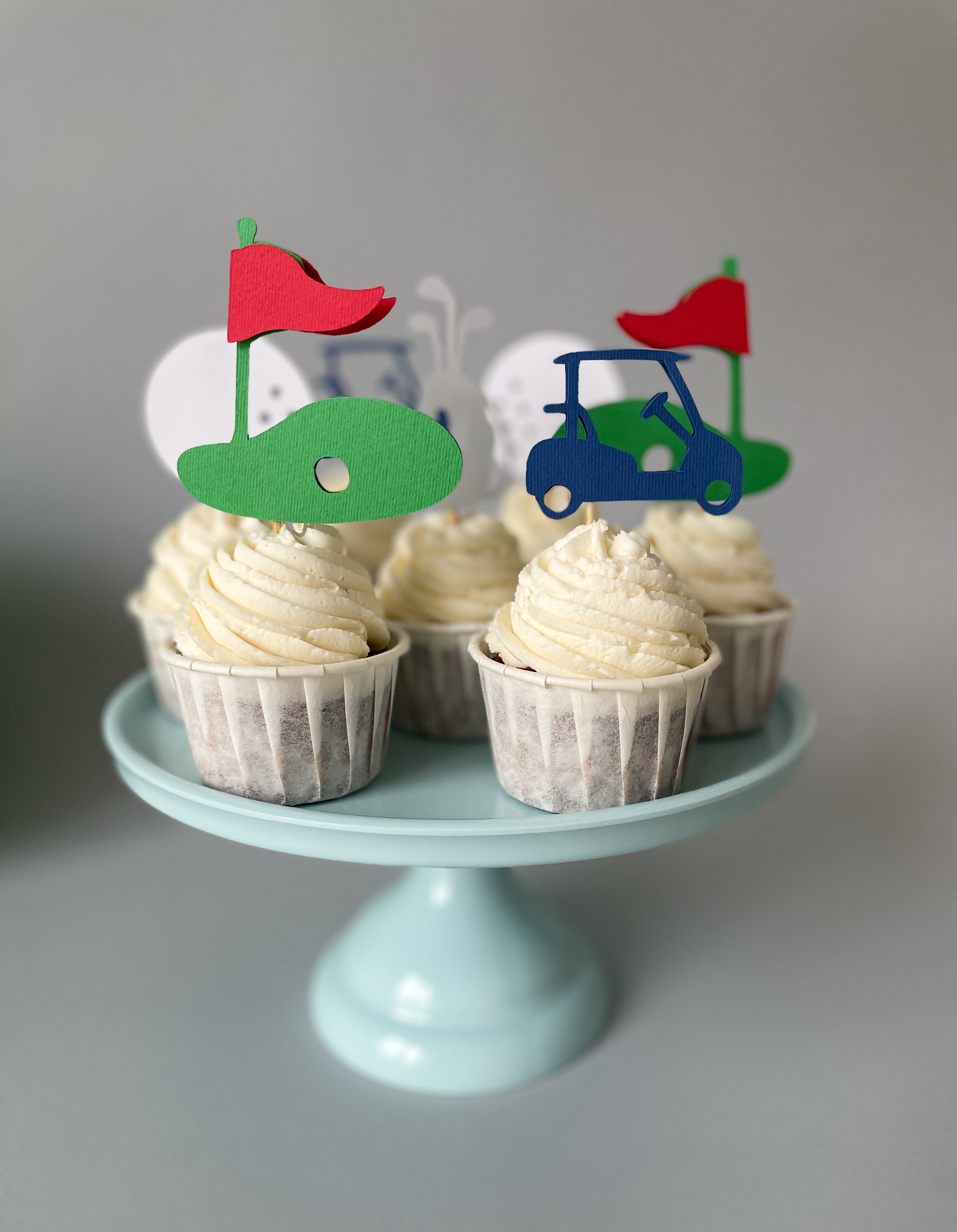 Golf Cupcake Toppers Hole in One 1st Birthday Party Decorations