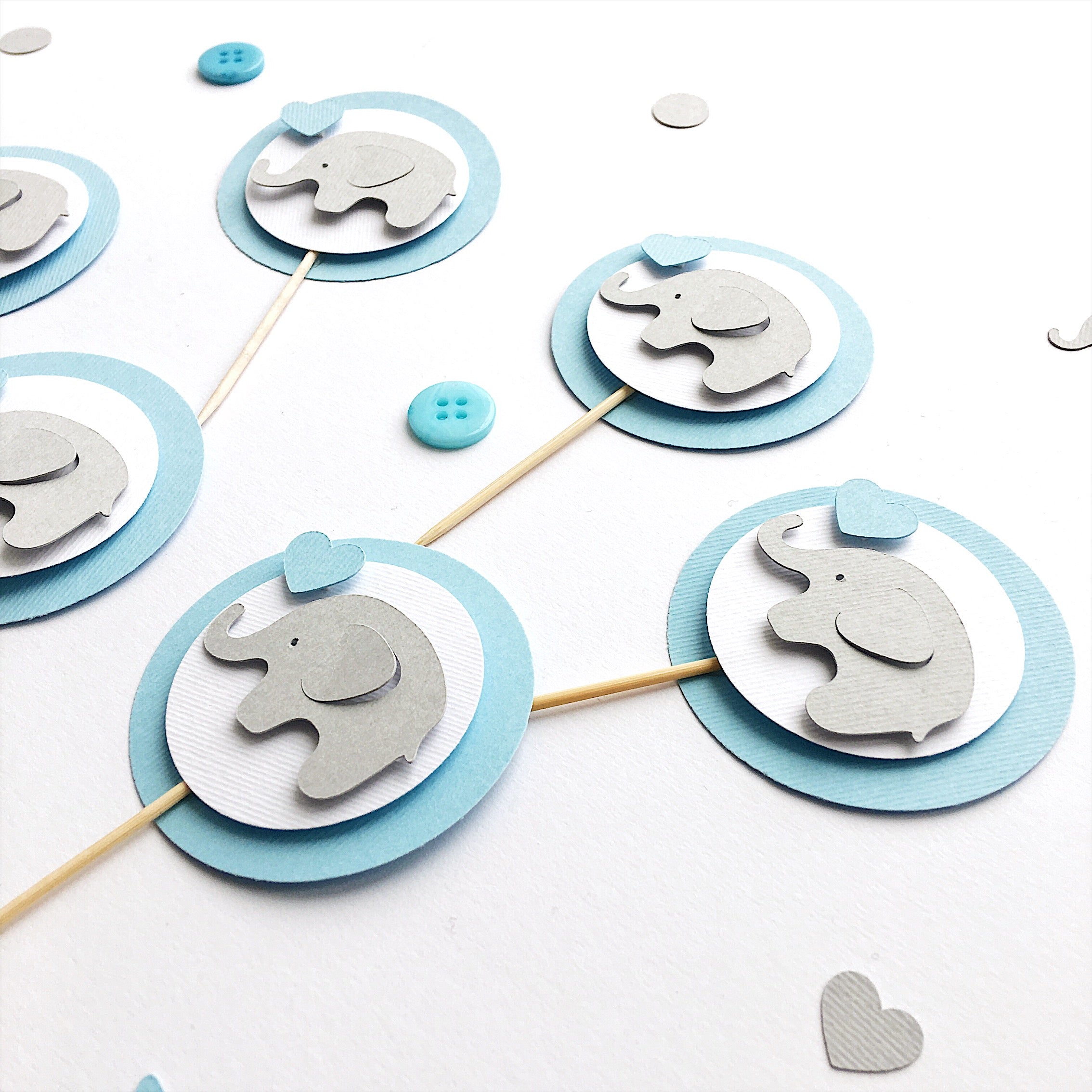 Elephant Cupcake Toppers Elephant 1st Birthday Decorations Elephant Baby Shower Party