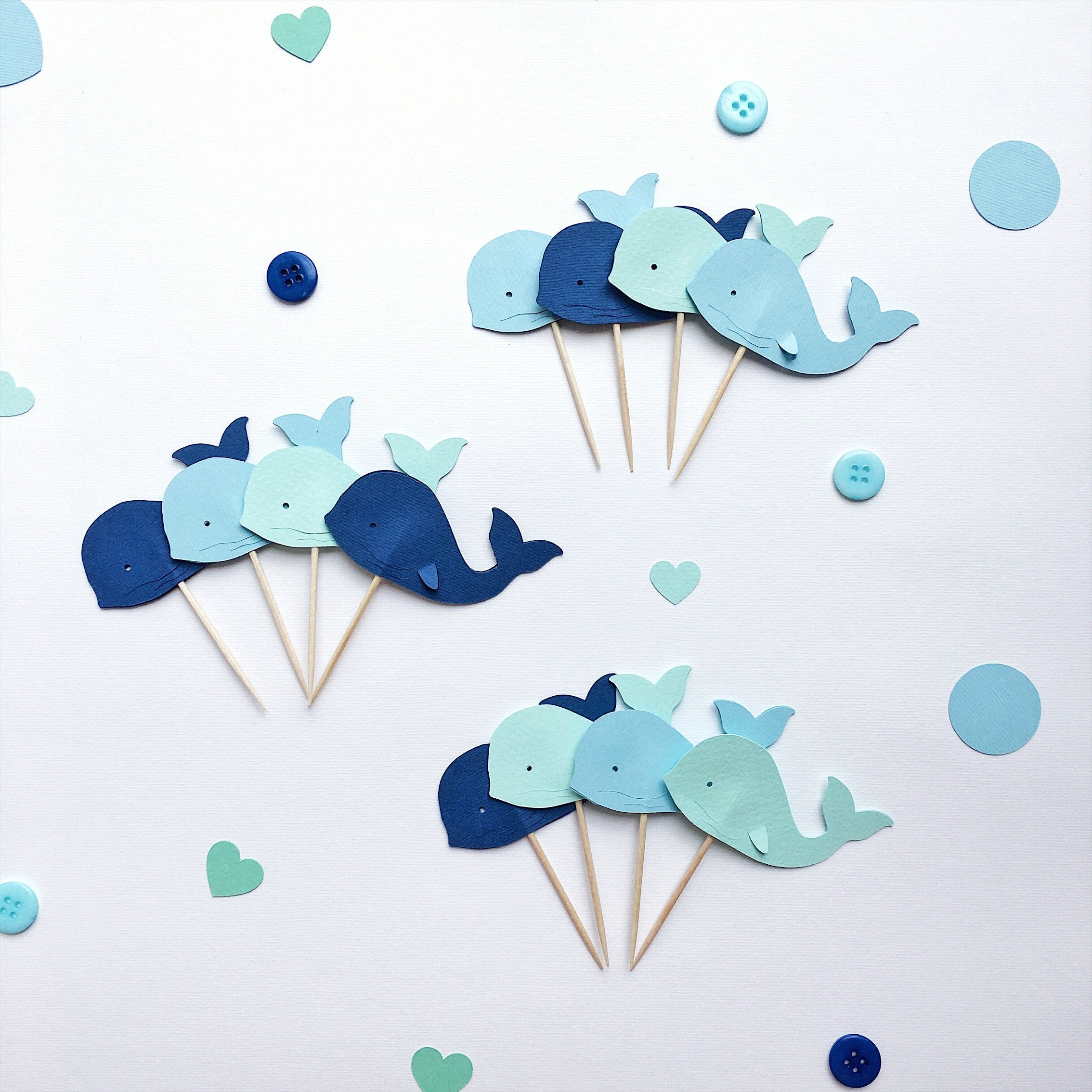 Whale Cupcake Toppers Nautical Theme Baby Shower Decorations Food Pick