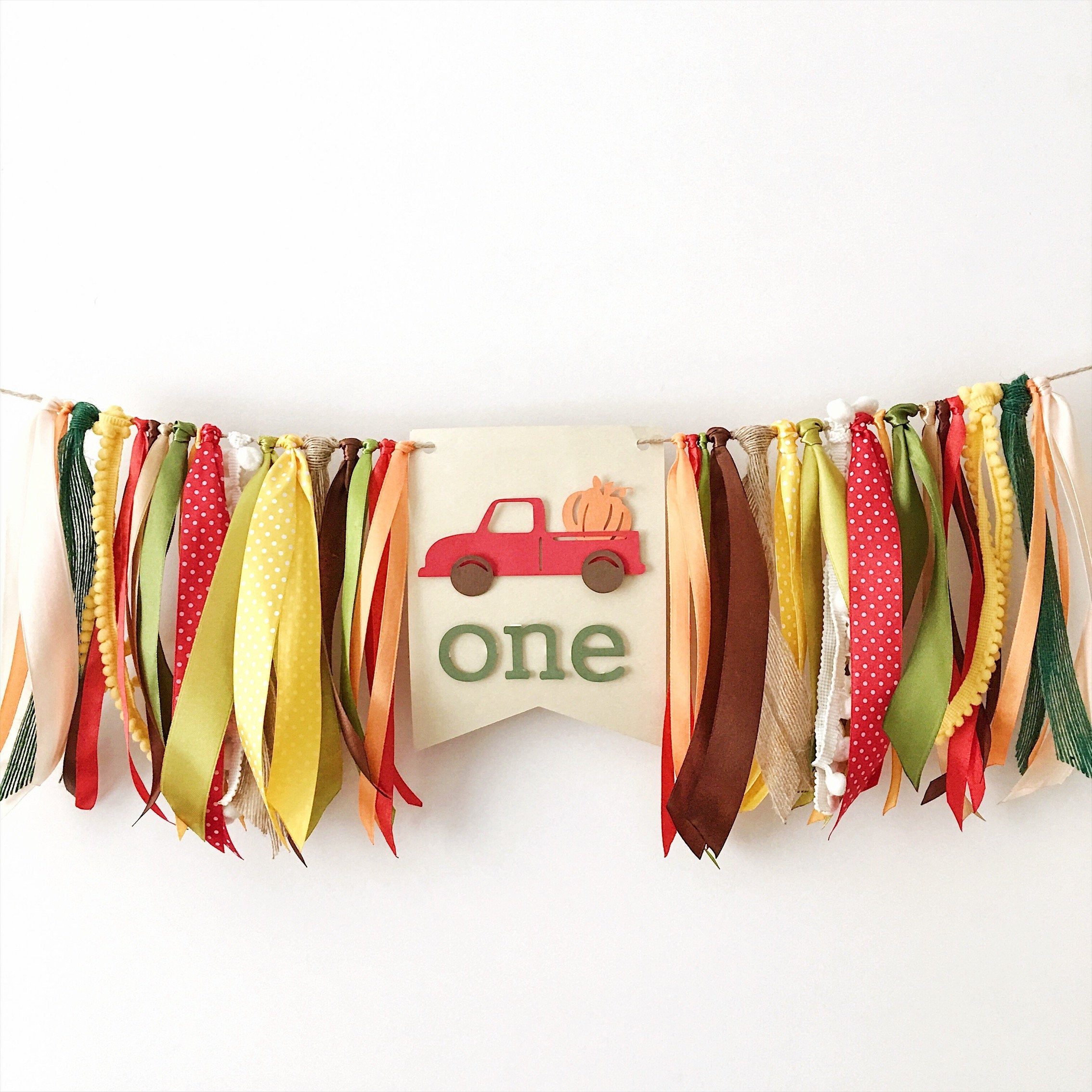 Pumpkin Truck Highchair Banner Fall Boy 1st Birthday