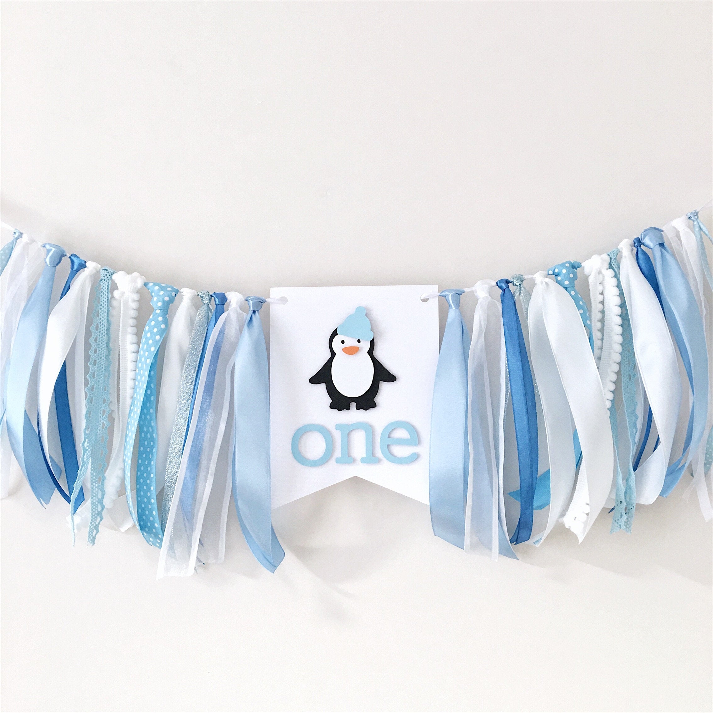 Penguin Highchair Banner Oh What Fun it is to be One Decor Winter Wonderland Birthday Party