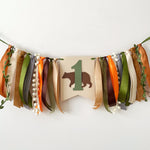 Woodland Bear Highchair Banner - 1st Birthday Party Decoration