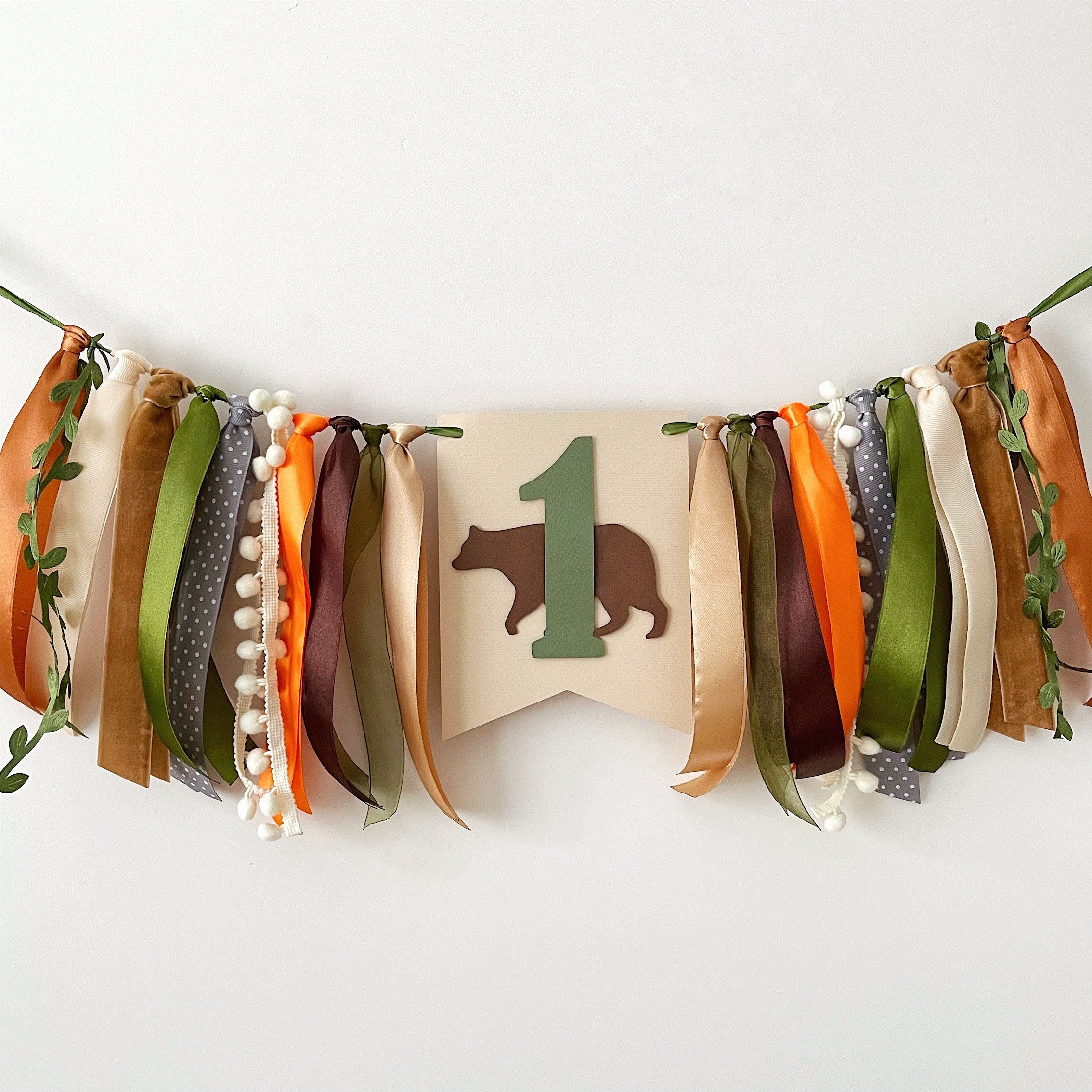 Woodland Bear Highchair Banner - 1st Birthday Party Decoration