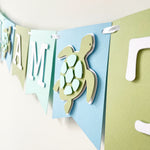 Sea Turtle "I Am Two" Birthday Banner - Under the Sea 2nd Birthday Party Decor