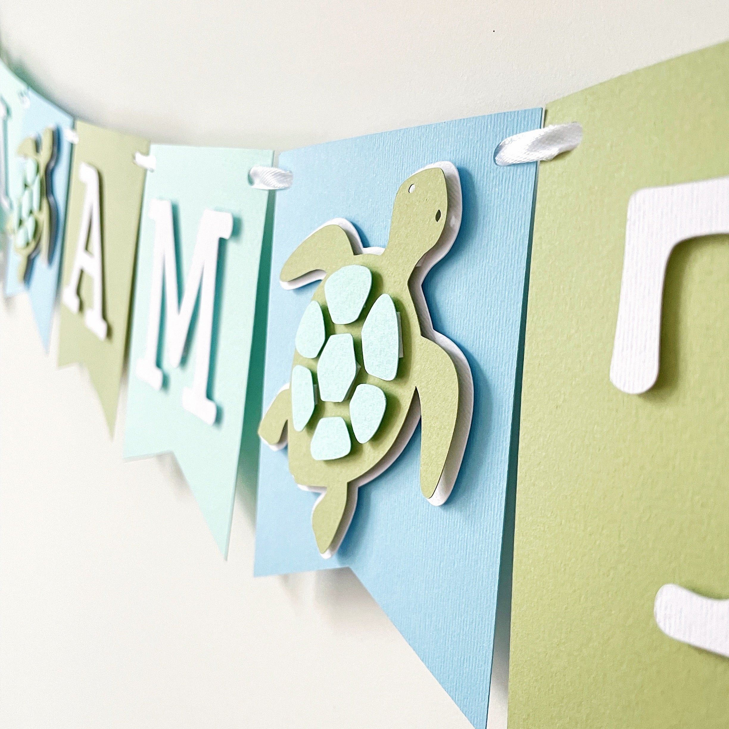 Sea Turtle "I Am Two" Birthday Banner - Under the Sea 2nd Birthday Party Decor