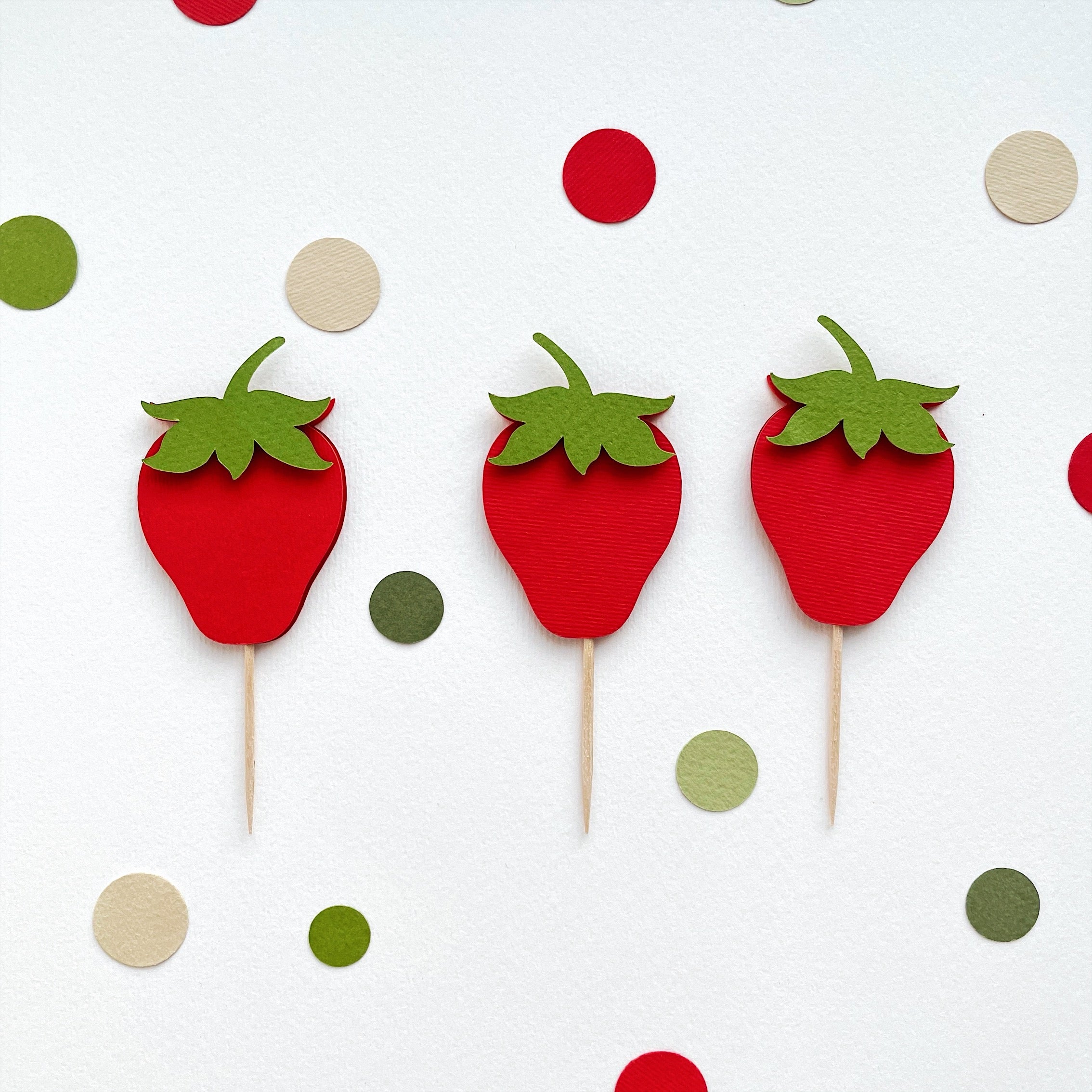 Strawberry Cupcake Toppers Strawberry 1st Birthday Party Decorations 