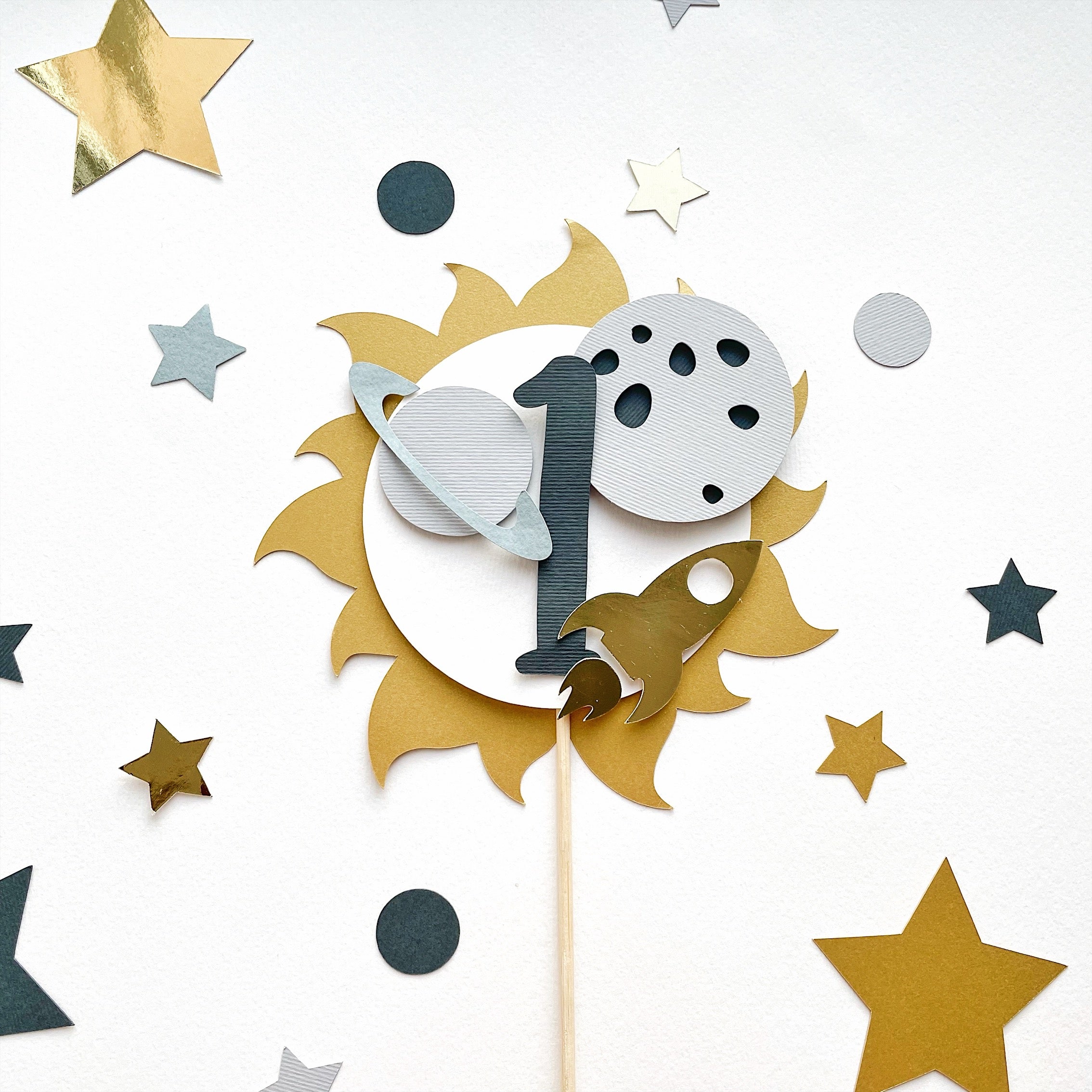 Milk Space Cake Topper First Trip Around the Sun Rocket themed Birthday party 
