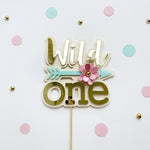 Wild One First Birthday Cake Topper Pink Mint party Floral Boho 1st Birthday