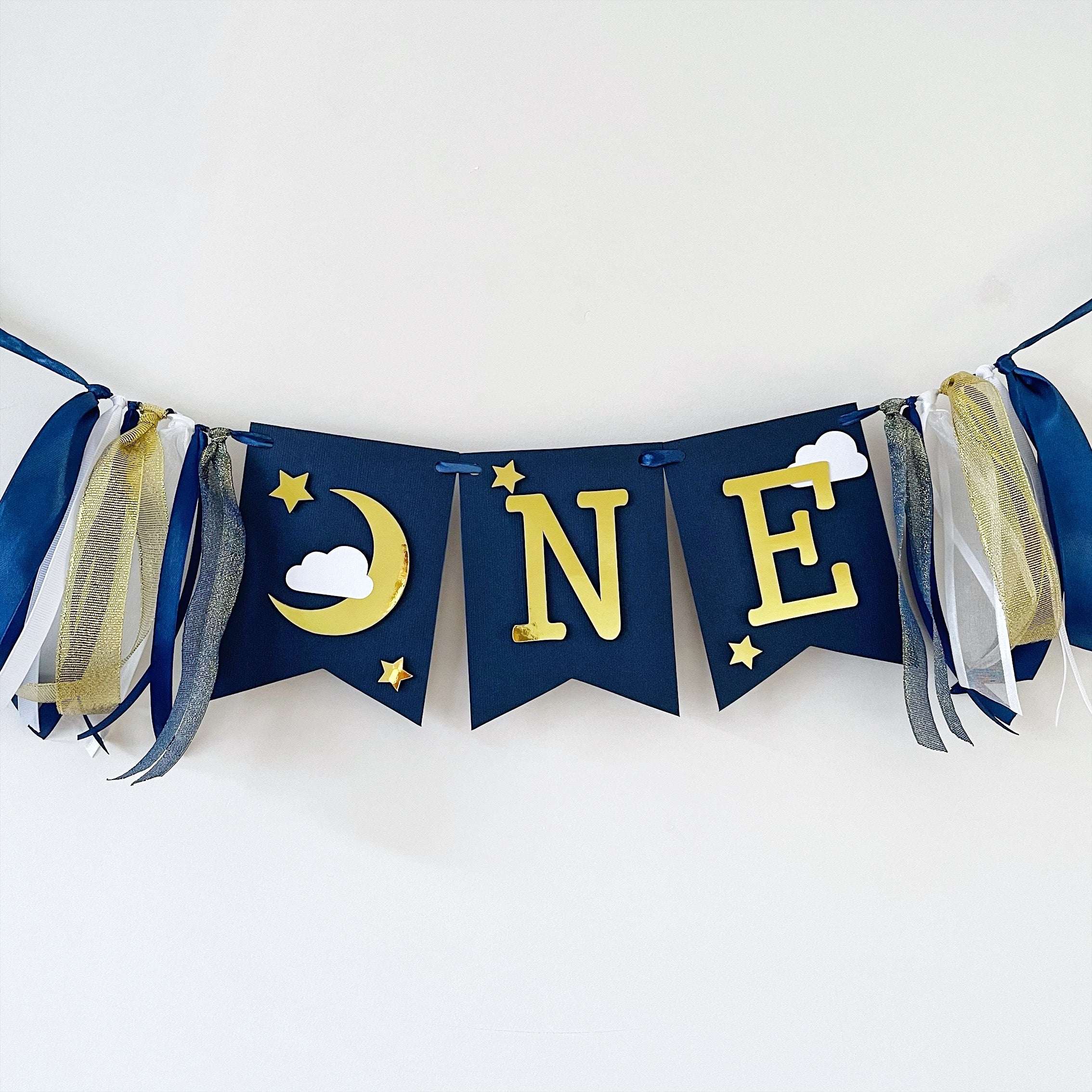 Moon Stars One High Chair Banner Moon Star Theme 1st Birthday Party Decorations Love You to the Moon and Back theme Moon Star Party 