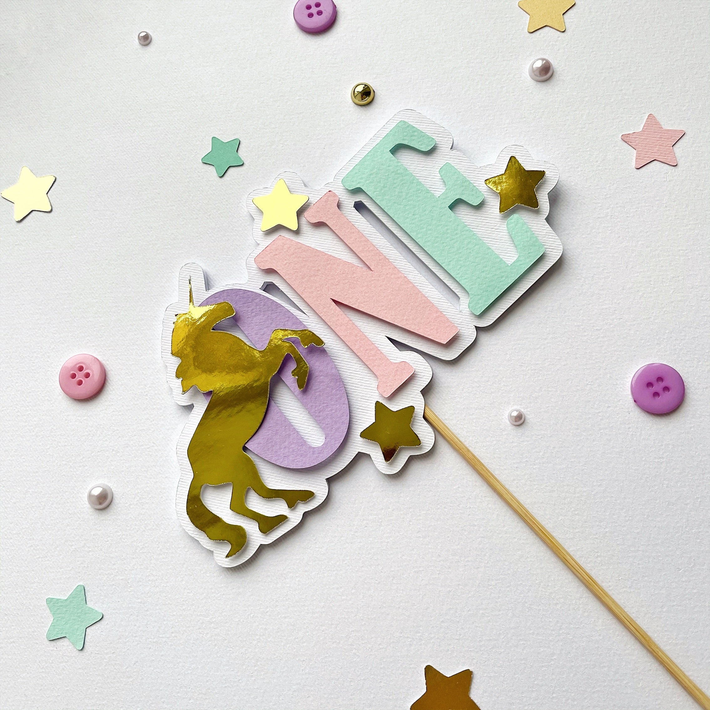 Unicorn First Birthday Cake Topper Rainbow Party Unicorn Cake Toppers 