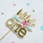 Wild One First Birthday Cake Topper Pink Mint party Floral Boho 1st Birthday