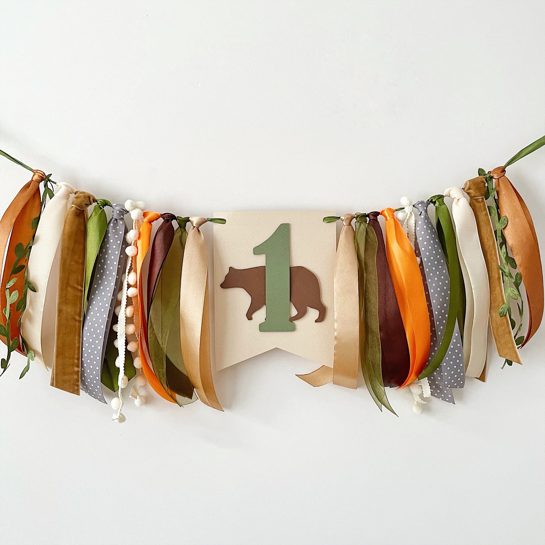 Woodland Bear Highchair Banner - 1st Birthday Party Decoration