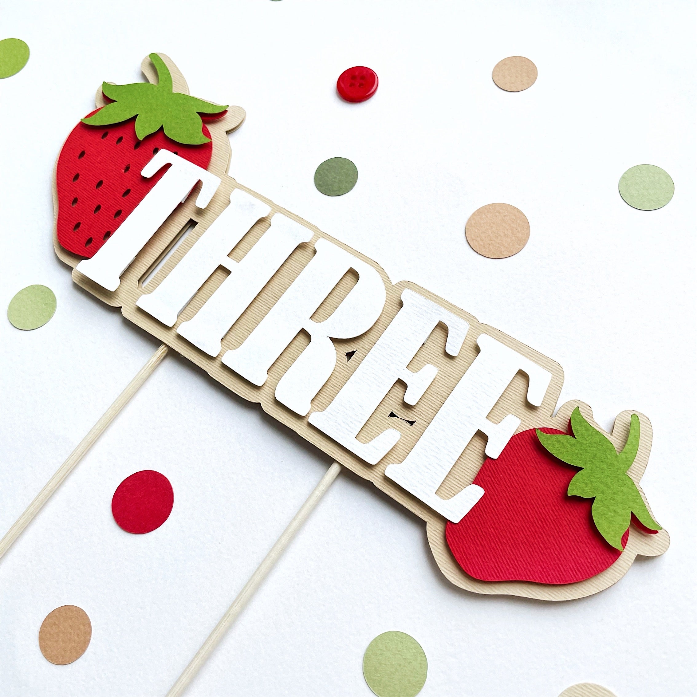 Strawberry Birthday Cake Topper My berry first Birthday party 