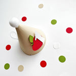 Mini apple birthday hat photo prop with pom pom top and matching confetti