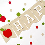 Close up of Apple of My Eye party garland pennants