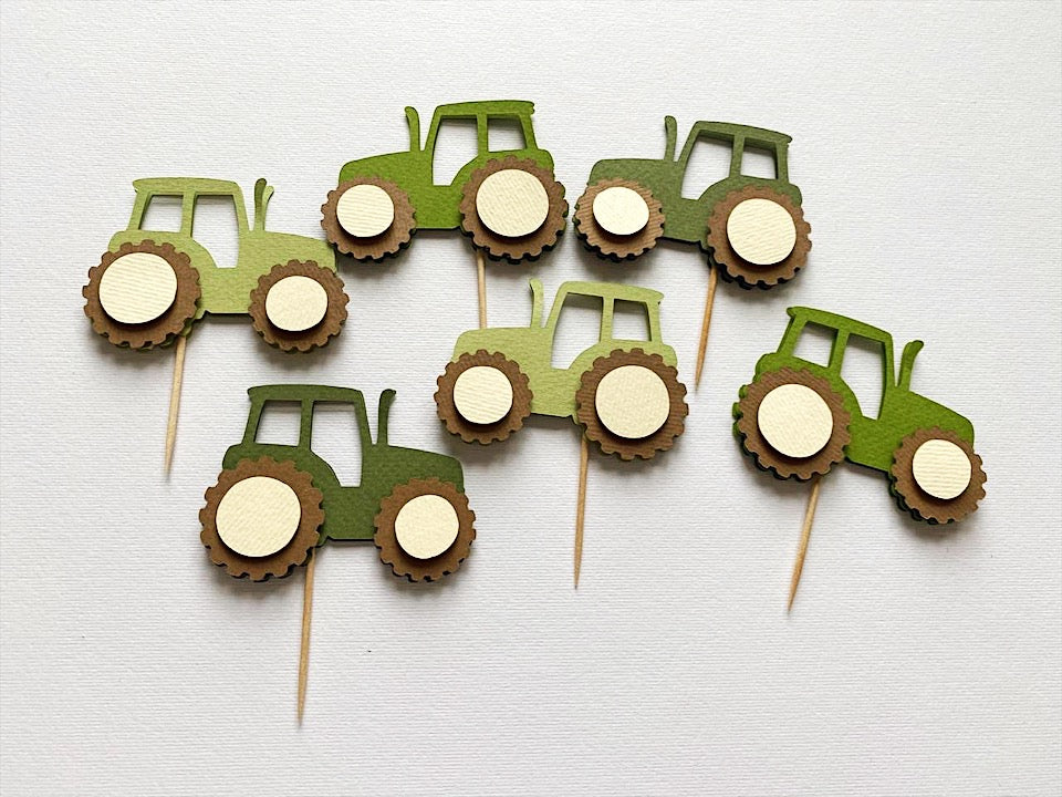 Tractor Cupcake Toppers Tractor Decorations by FUNSTACRAFT Farm theme Birthday