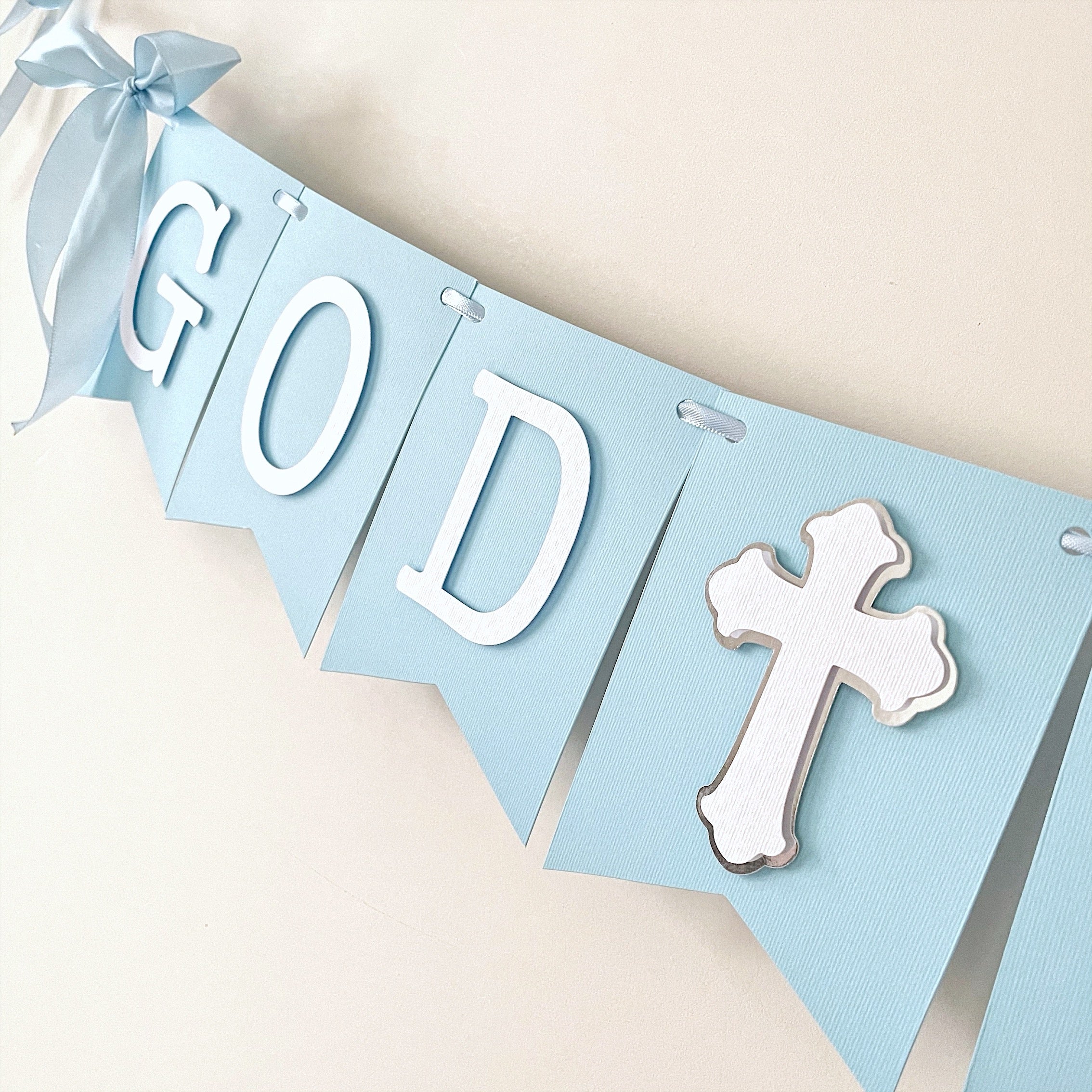 Baptism Banner Baptism Decorations Boy Baptism Banner First Communion Banner Baptism Bunting God Bless Banner