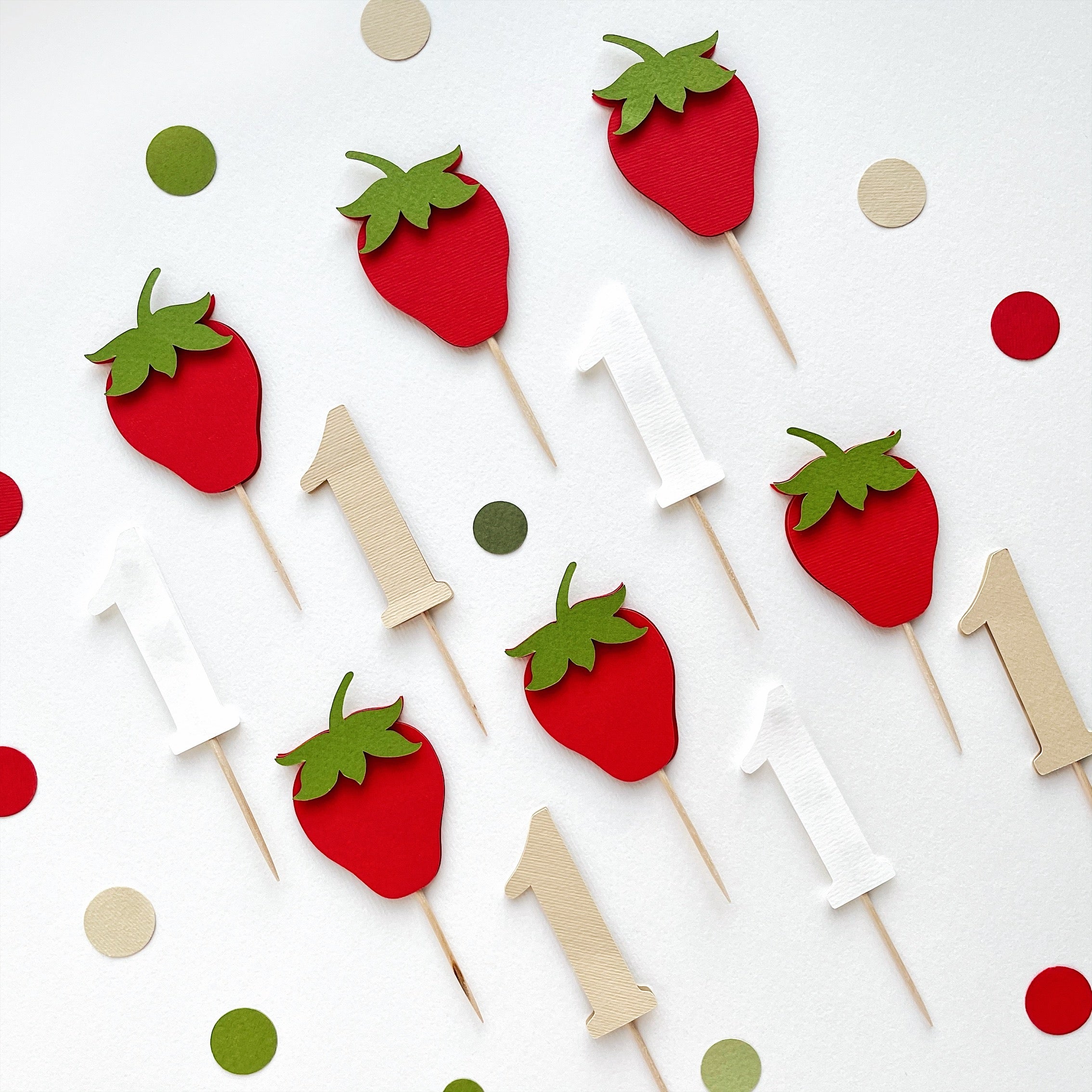 Strawberry Cupcake Toppers Strawberry 1st Birthday Party Decorations 