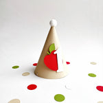 Apple of our eye first birthday cone hat for baby cake smash photo shoot