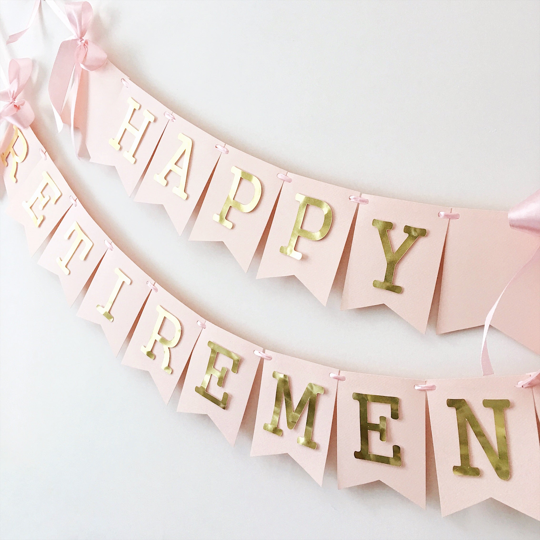 Happy Retirement party banner Blush Gold Happy Birthday Banner Personalized Blush Banner Blush Gold Decorations