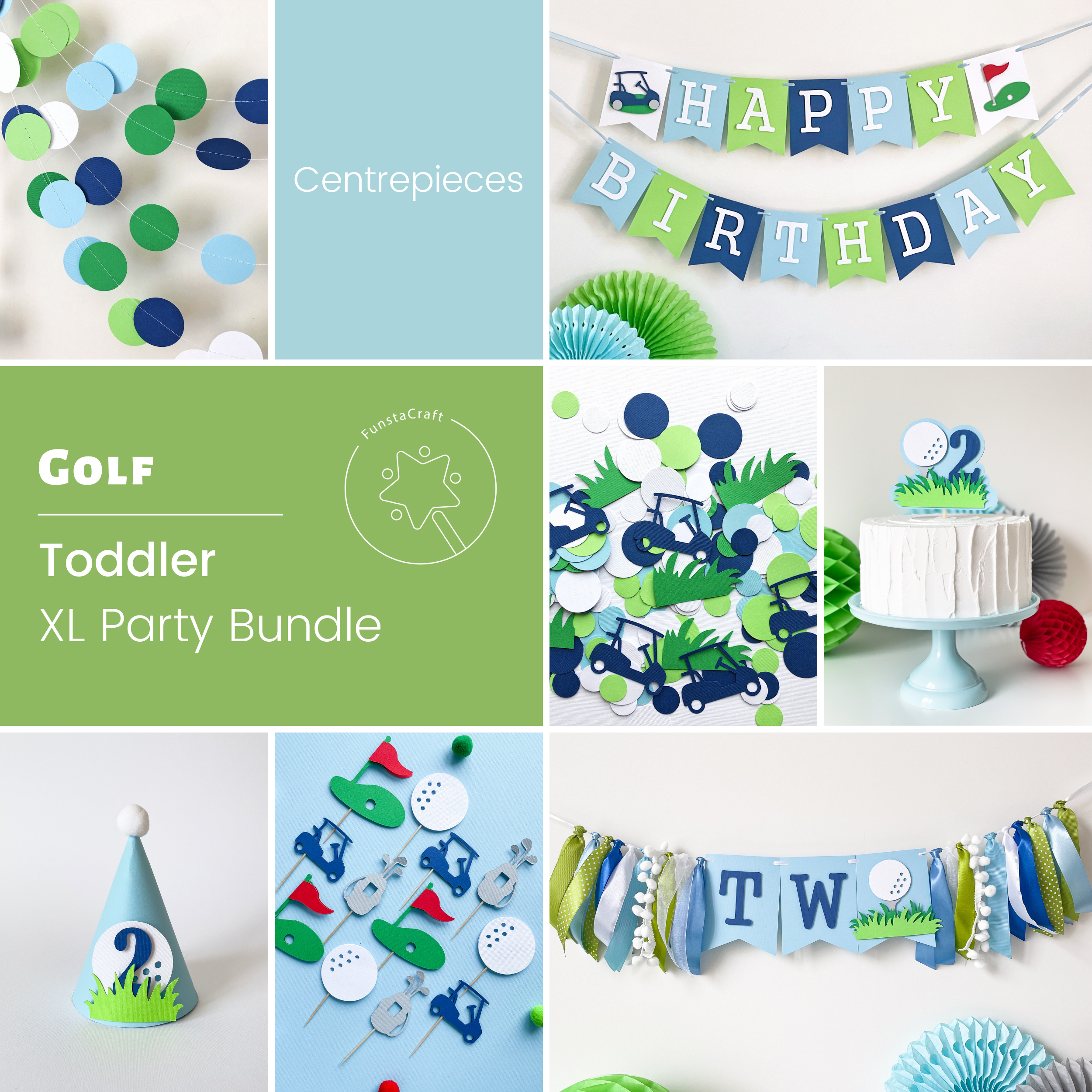 Golf 2nd+ Birthday Party Bundle Golf 2nd+Birthday Decorations Golf theme Let's Par-Tee Time to Par-Tee