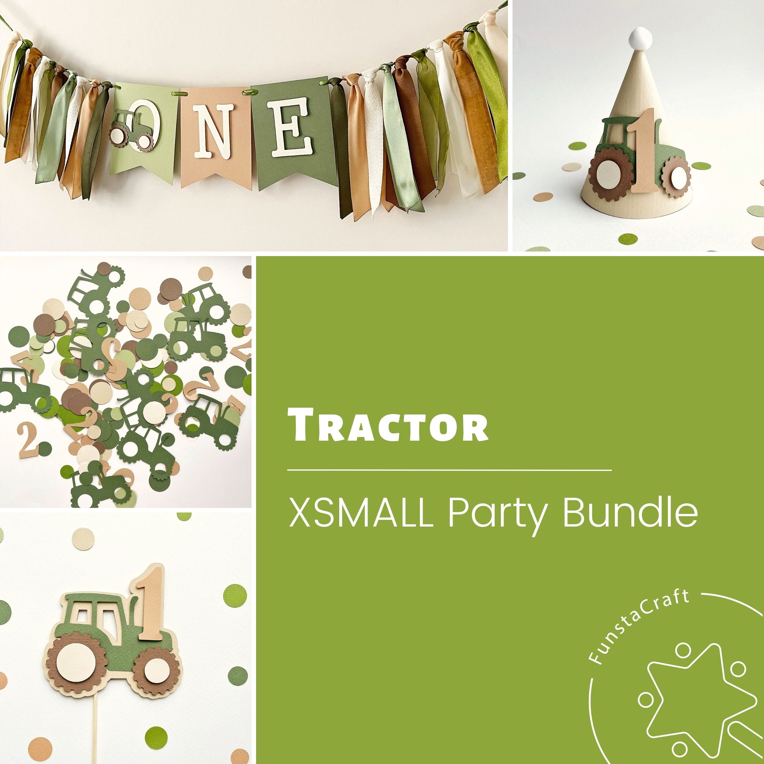 Green Tractor Birthday Party Bundle - Farm Theme Boys Decorations