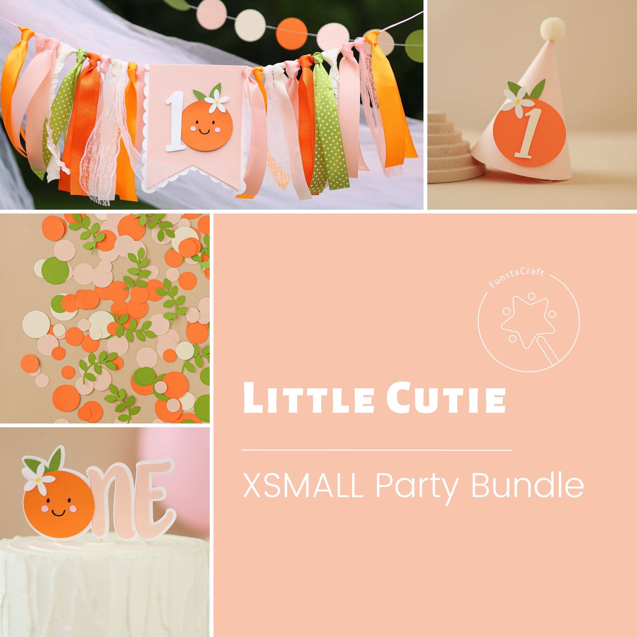 Little Cutie 1st Birthday Party Bundle - Orange Clementine First Birthday