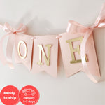 High Chair Banner for Girl 1st Birthday - Blush Gold Party Decorations RTS