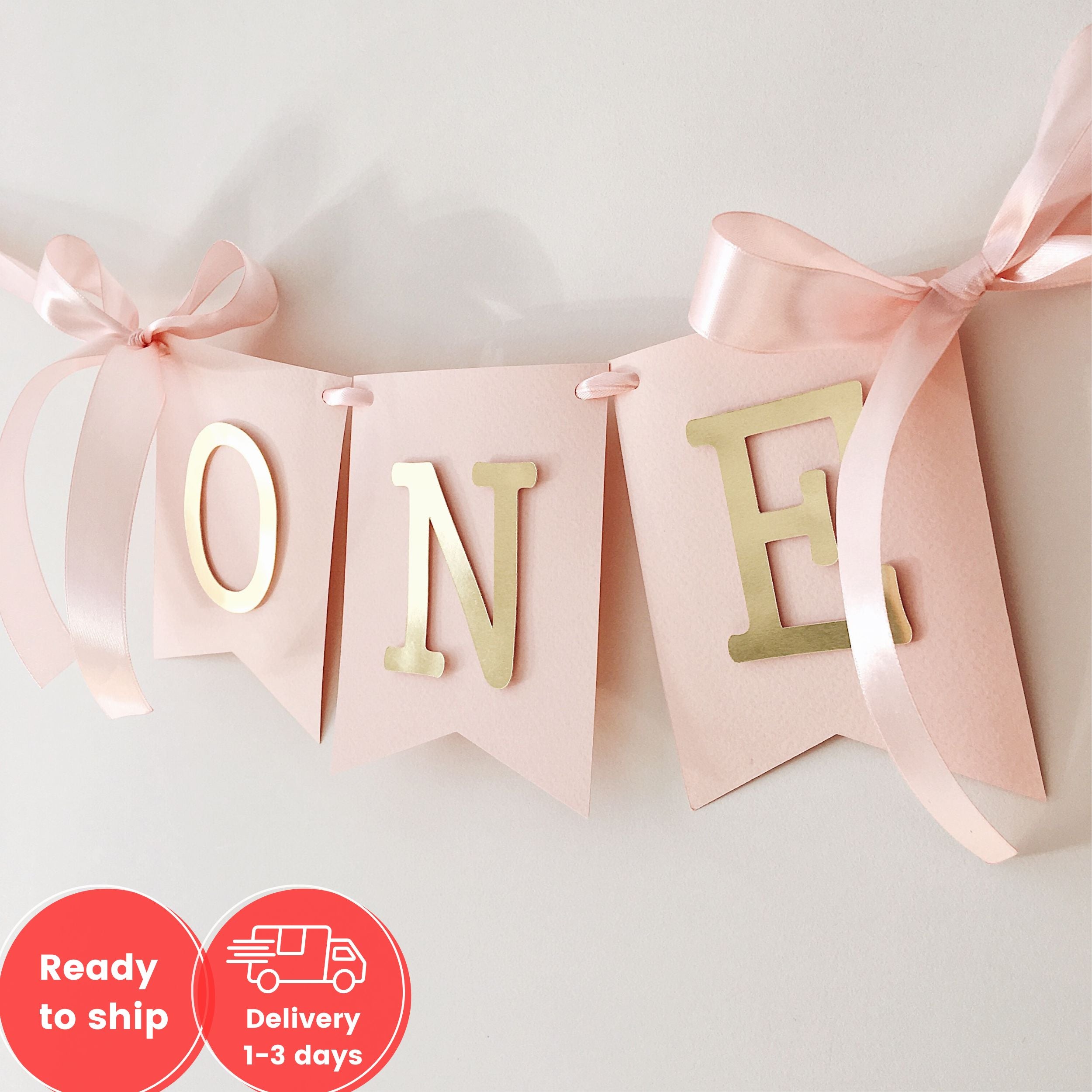 High Chair Banner for Girl 1st Birthday - Blush Gold Party Decorations RTS