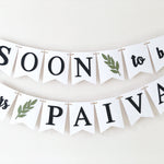 Greenery Soon to be Mr&Mrs Banner Engagement Party Decor Bridal Shower Party Ideas Bridal Shower Decor Greenery Wedding Decor Personalised Wedding Banner 
