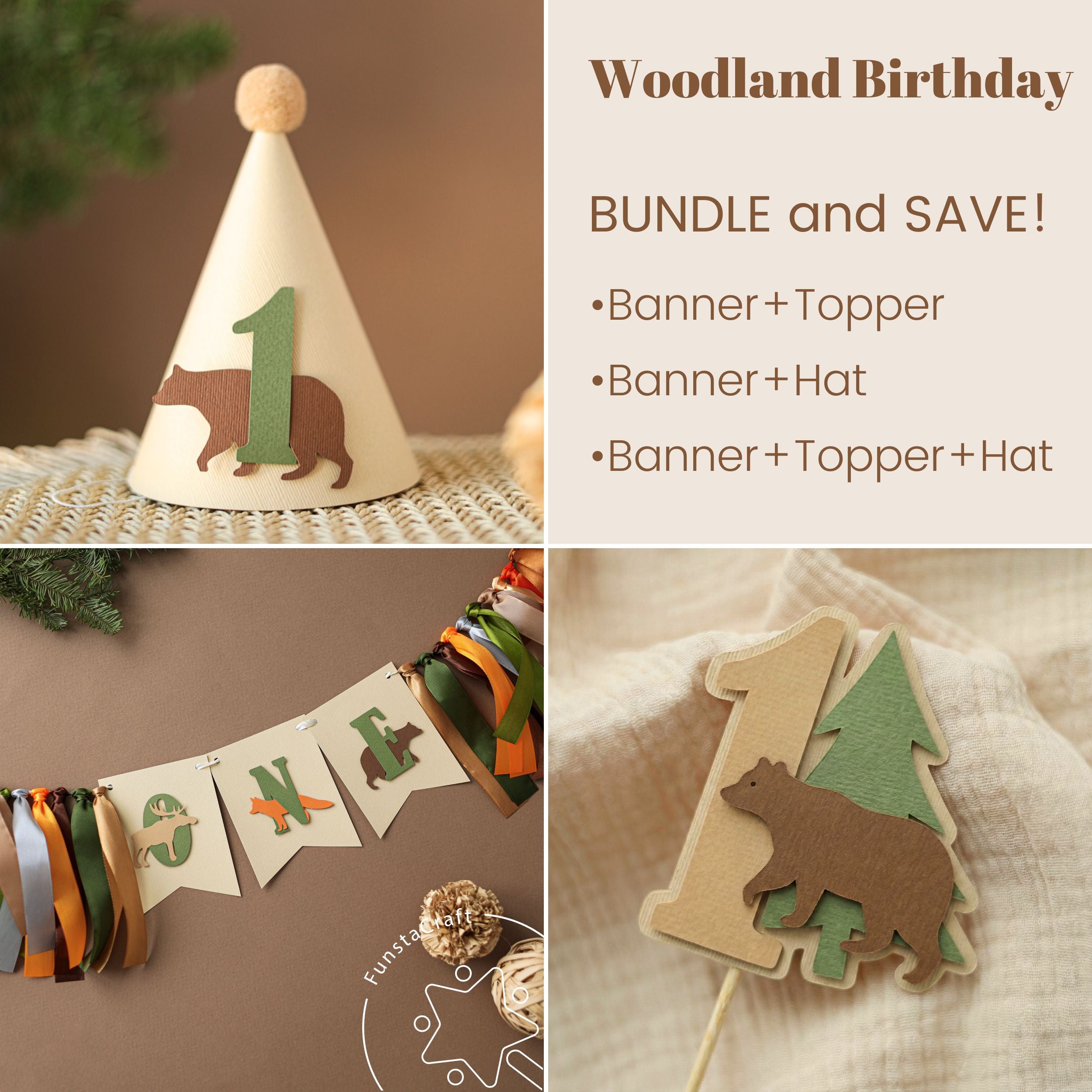 Woodland High Chair Banner - Forest Animals 1st Birthday Decor
