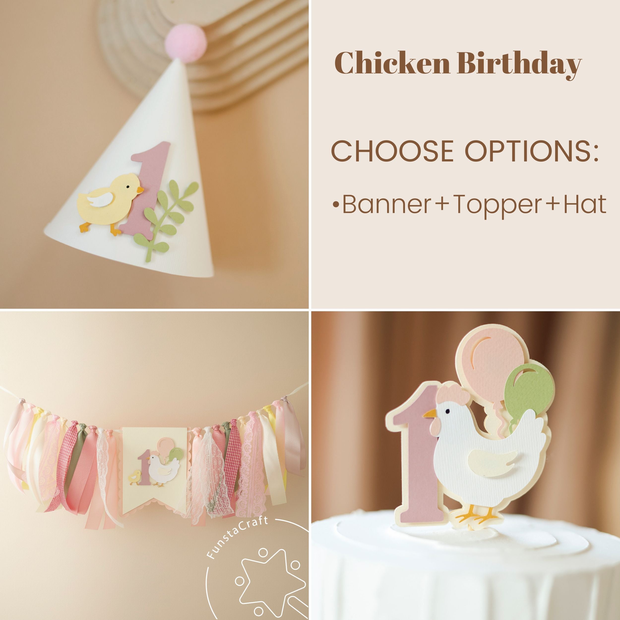 Chicken 1st Birthday Highchair Banner: This Chick is ONE
