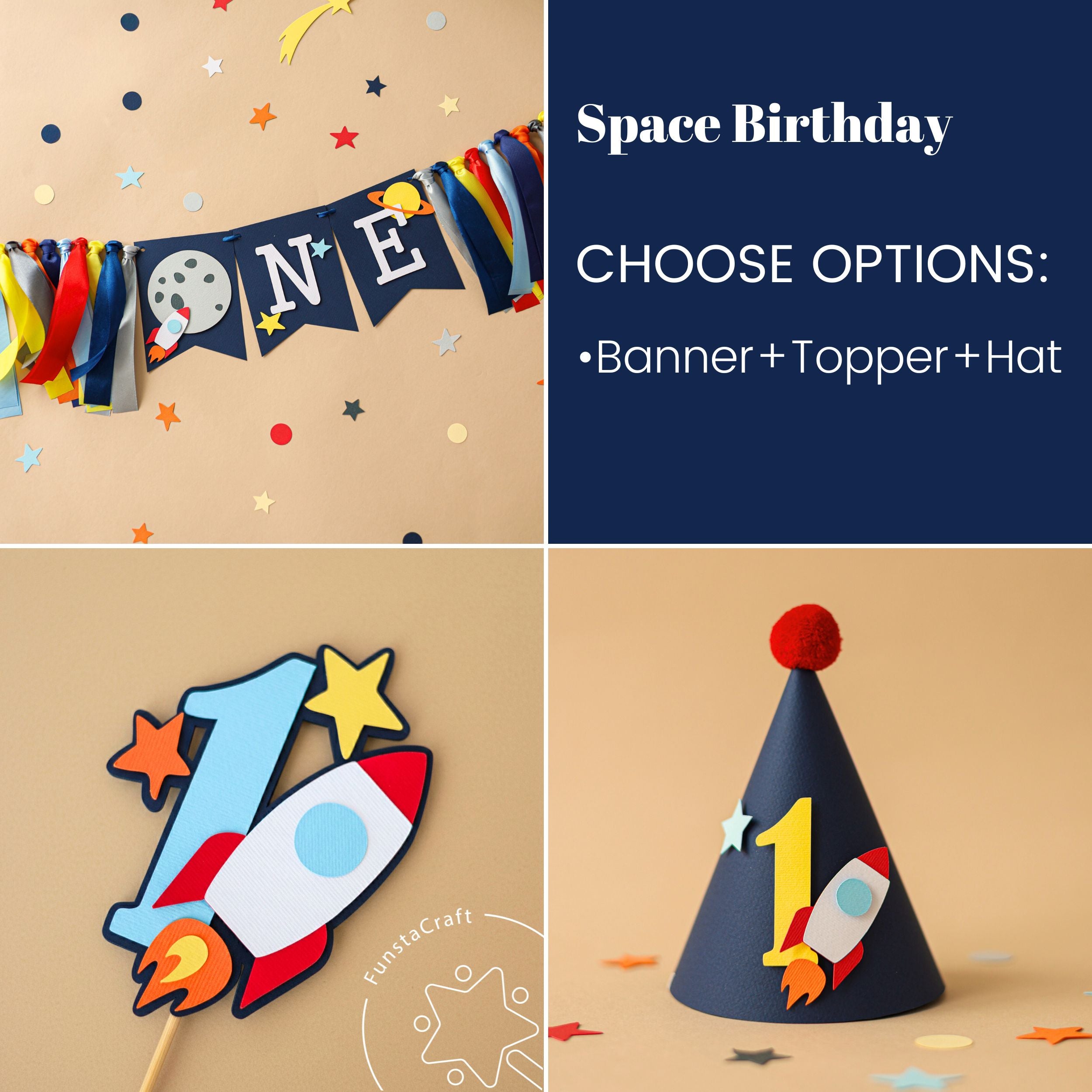 Space ONE High Chair Banner - First Trip Around the Sun Birthday Decorations
