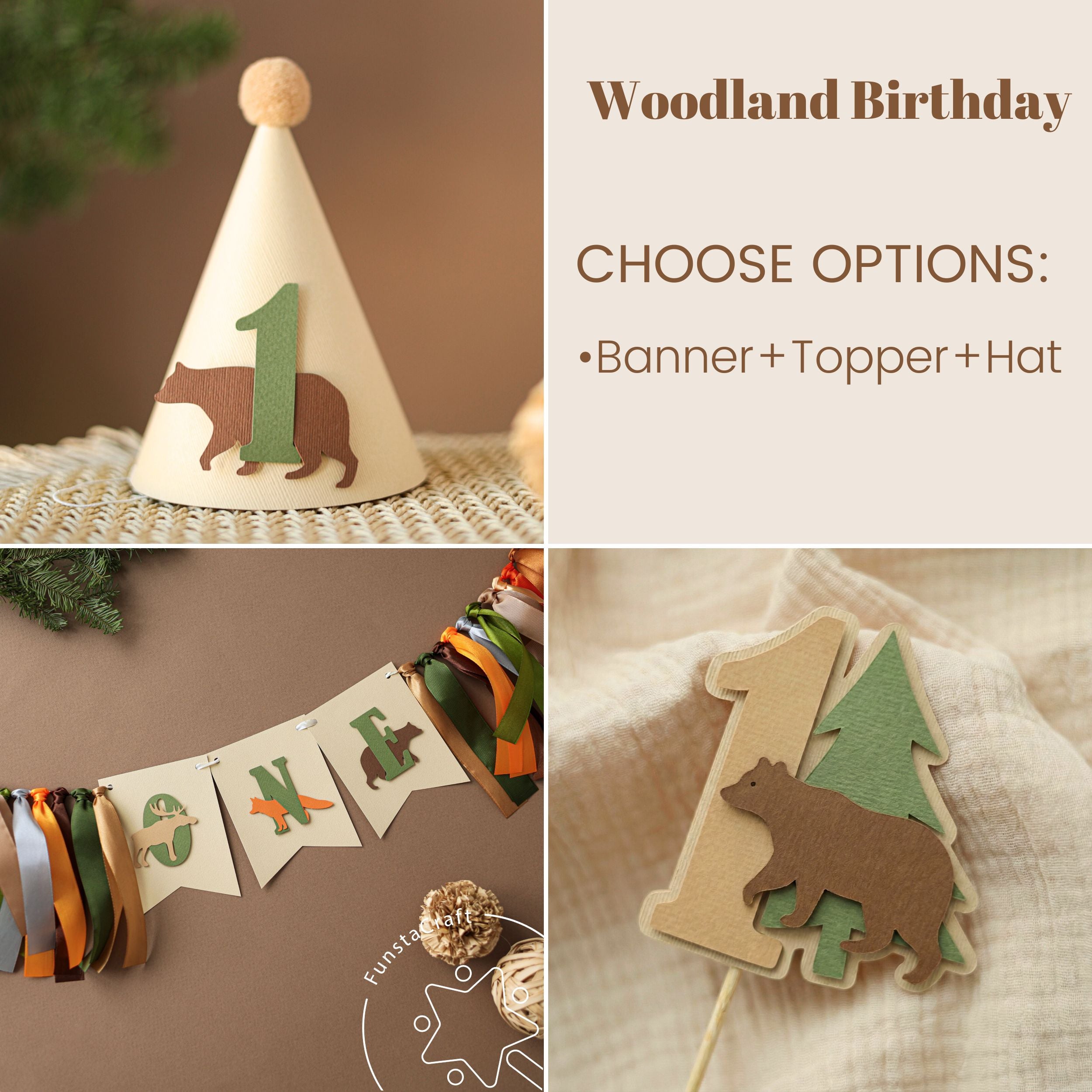 Woodland High Chair Banner - Forest Animals 1st Birthday Decor
