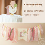 Chicken 1st Birthday Highchair Banner: This Chick is ONE