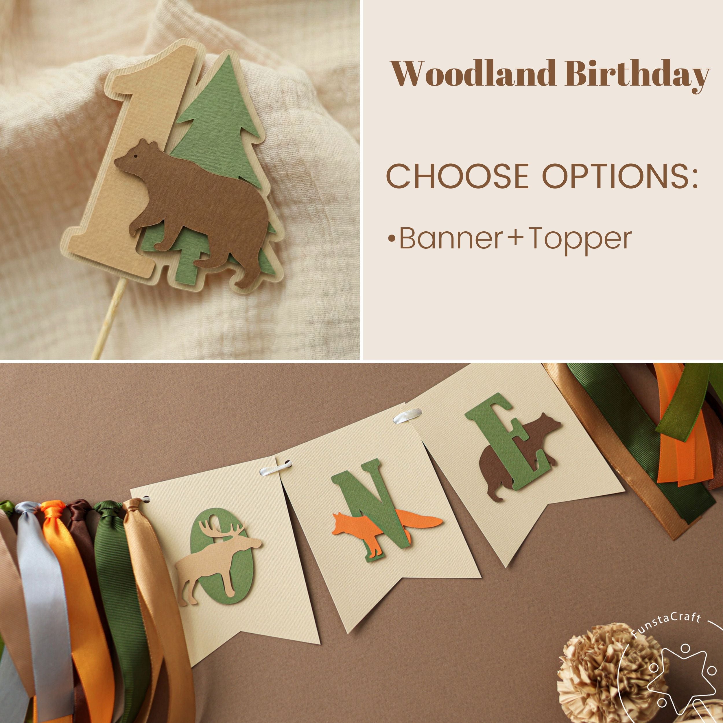 Woodland High Chair Banner - Forest Animals 1st Birthday Decor