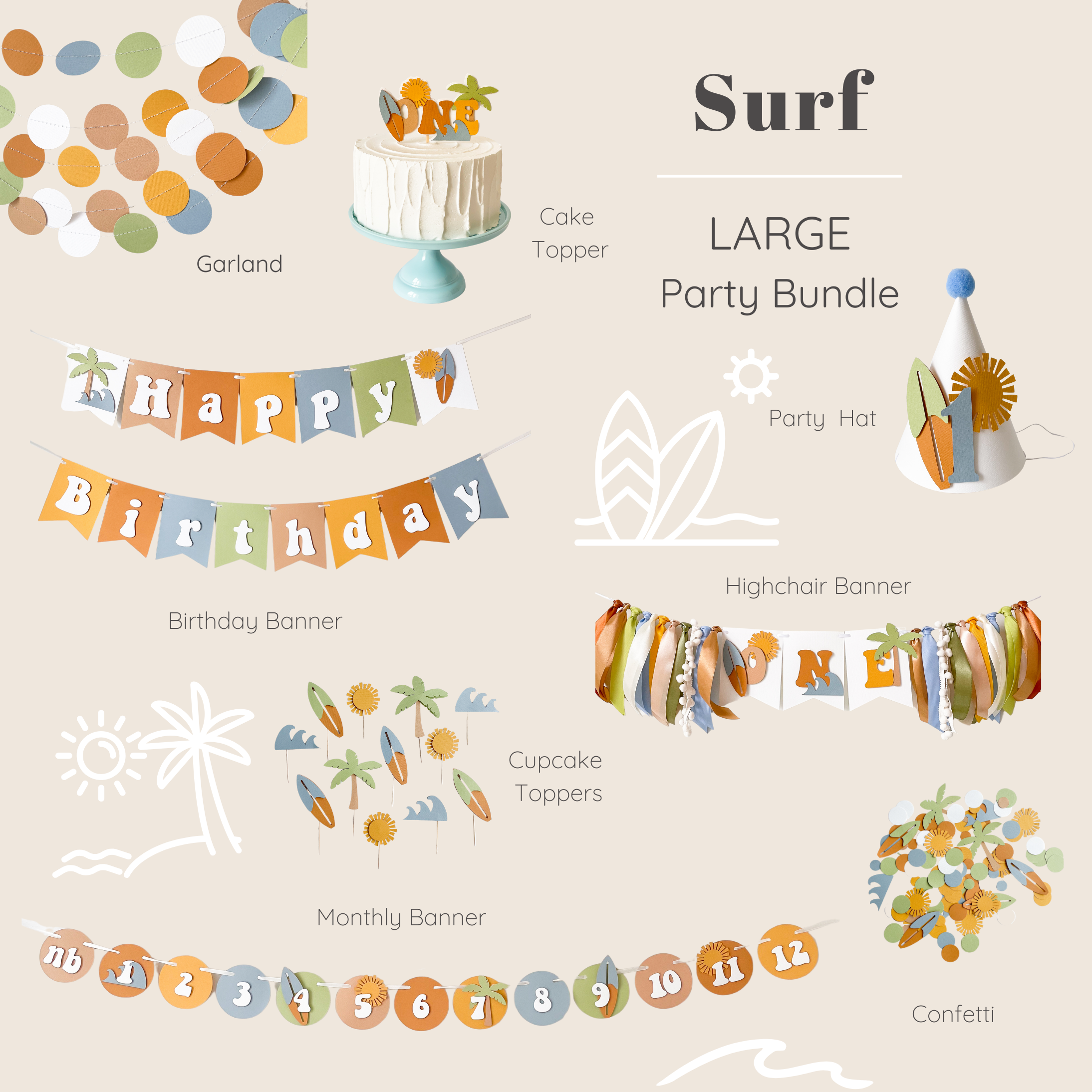 Surf 1st Birthday Party Bundle