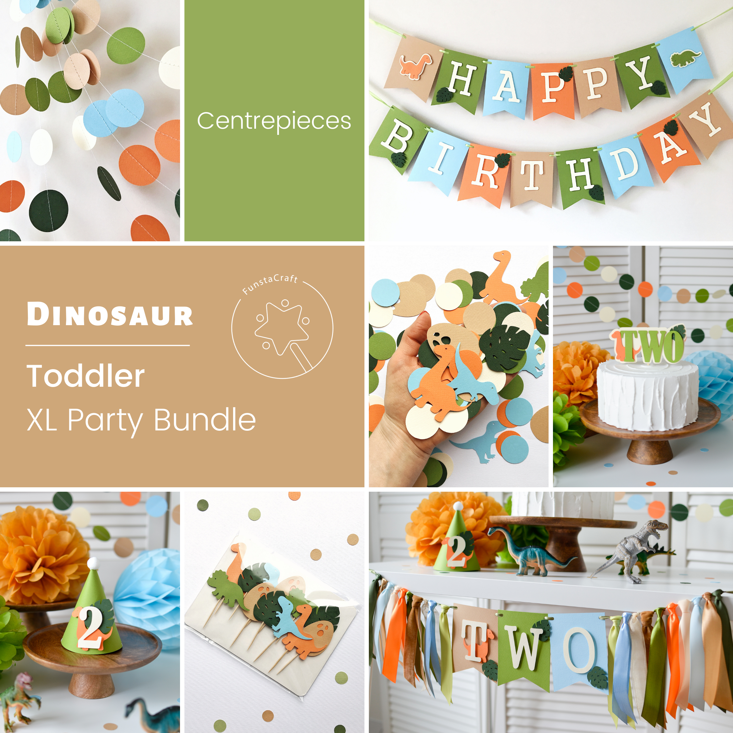 Dinosaur Party Decorations Set Dino 2nd Birthday Party Bundle Boys 2 Year Old Birthday Decor Two Years T Rex Themed Birthday Second Bday