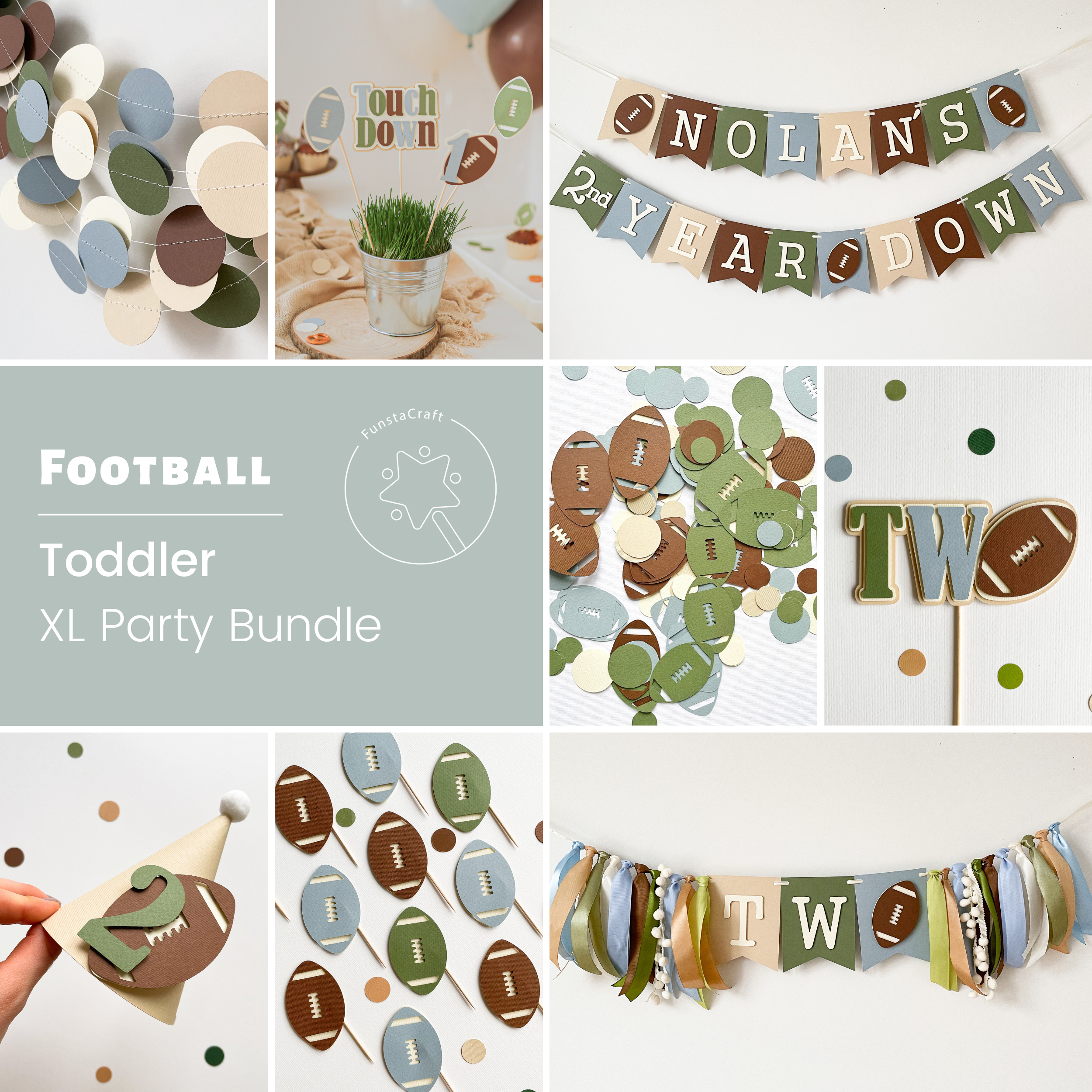 2nd Year Down Birthday Football Toddler Party Decorations