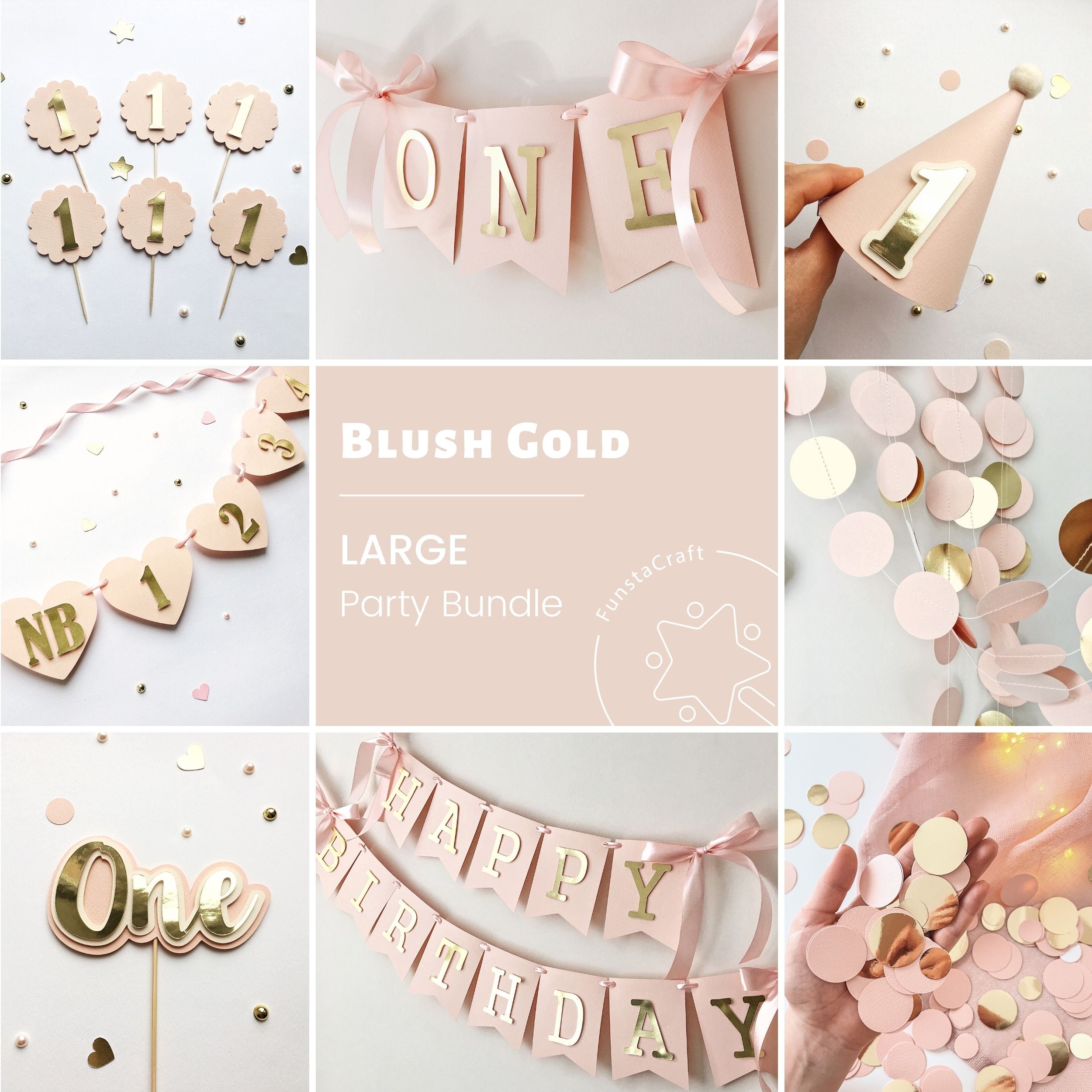 Baby Girl 1st Birthday Decor Party Bundle