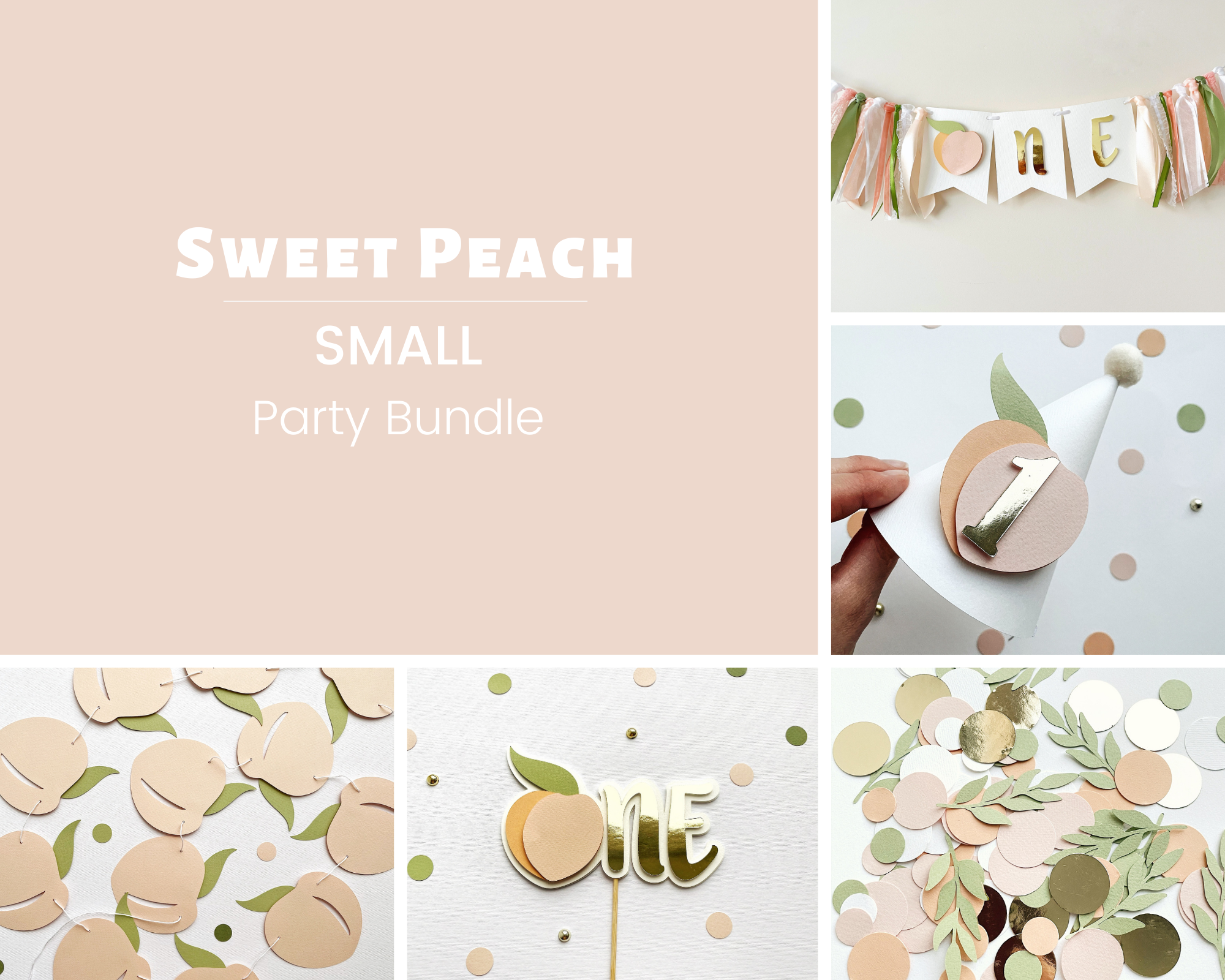 Peach 1st Birthday Party Bundle Sweet as a Peach Birthday Decorations
