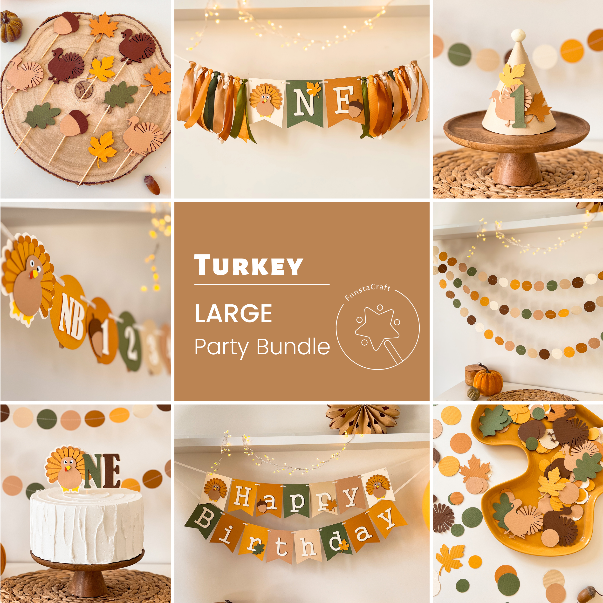 Turkey 1st Birthday Party Bundle Thanksgiving Birthday Fall 1st Birthday