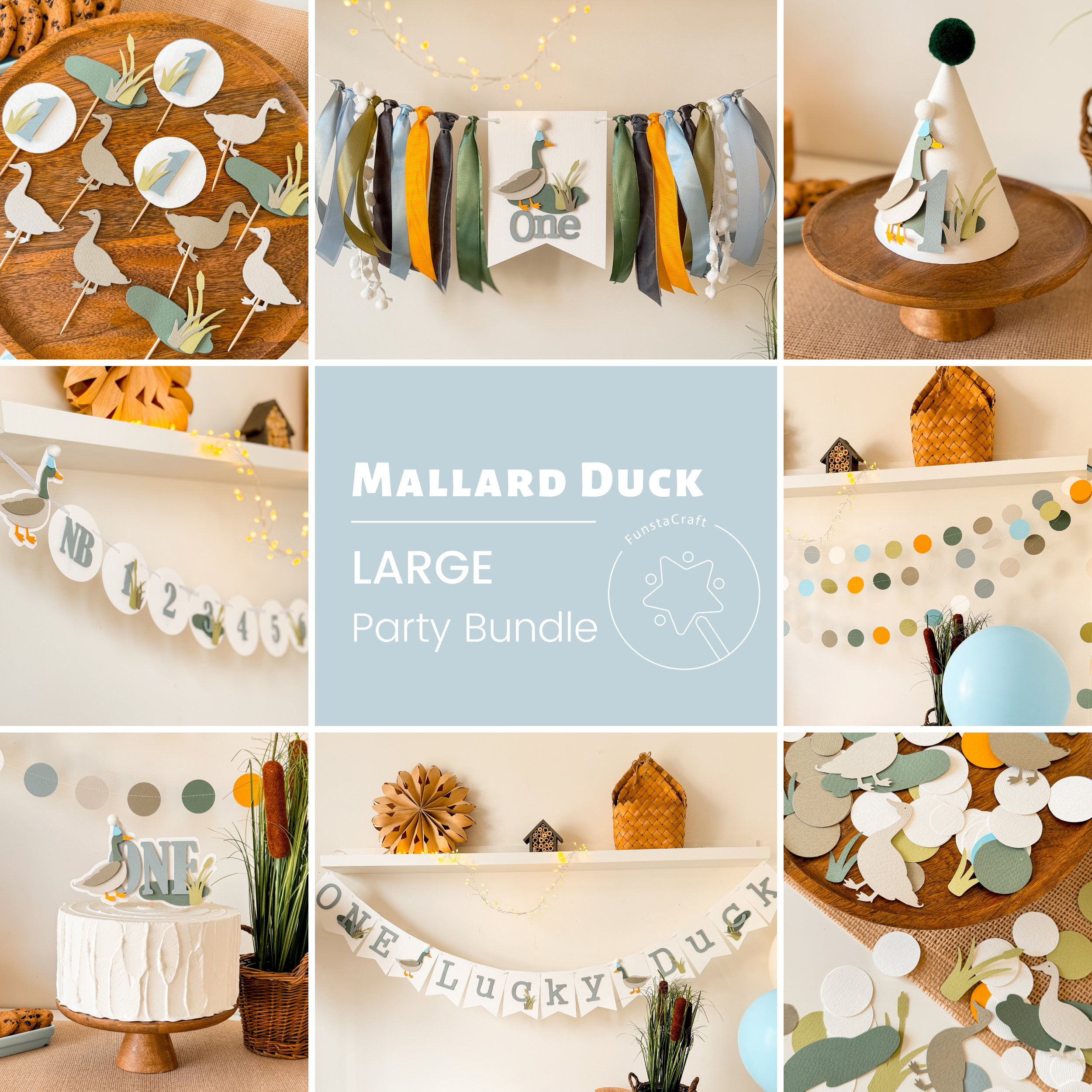 Lucky Duck First Birthday Party Bundle Milk One Lucky Duck Mallard Duck party Summer or Fall Birthday party