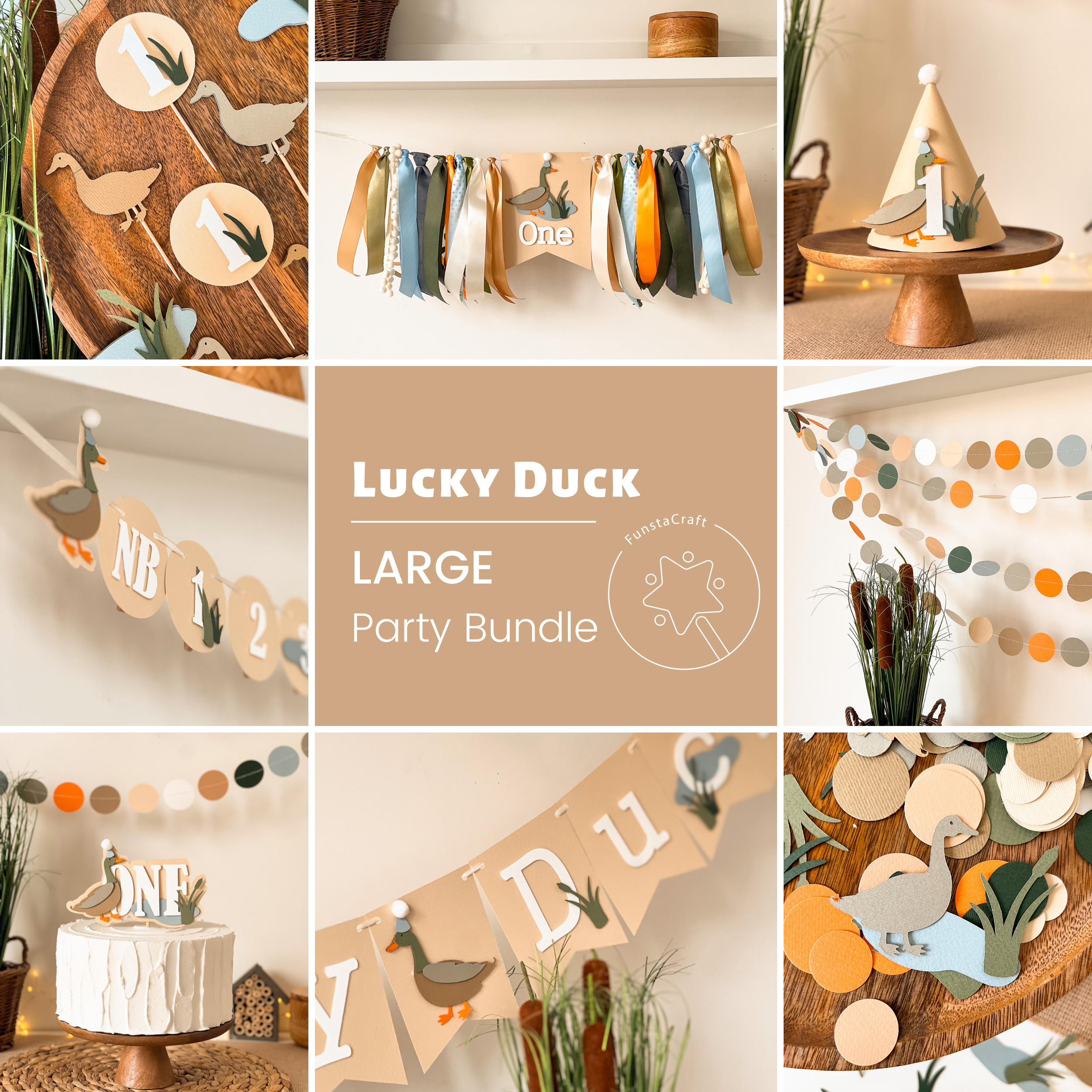 Lucky Duck First Birthday Party Bundle One Lucky Duck Mallard Duck party Summer or Fall Birthday party